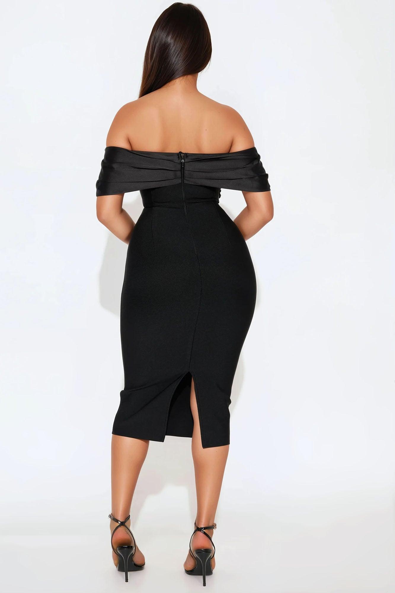 Grand Gesture Bandage Midi Dress - Black Product Image