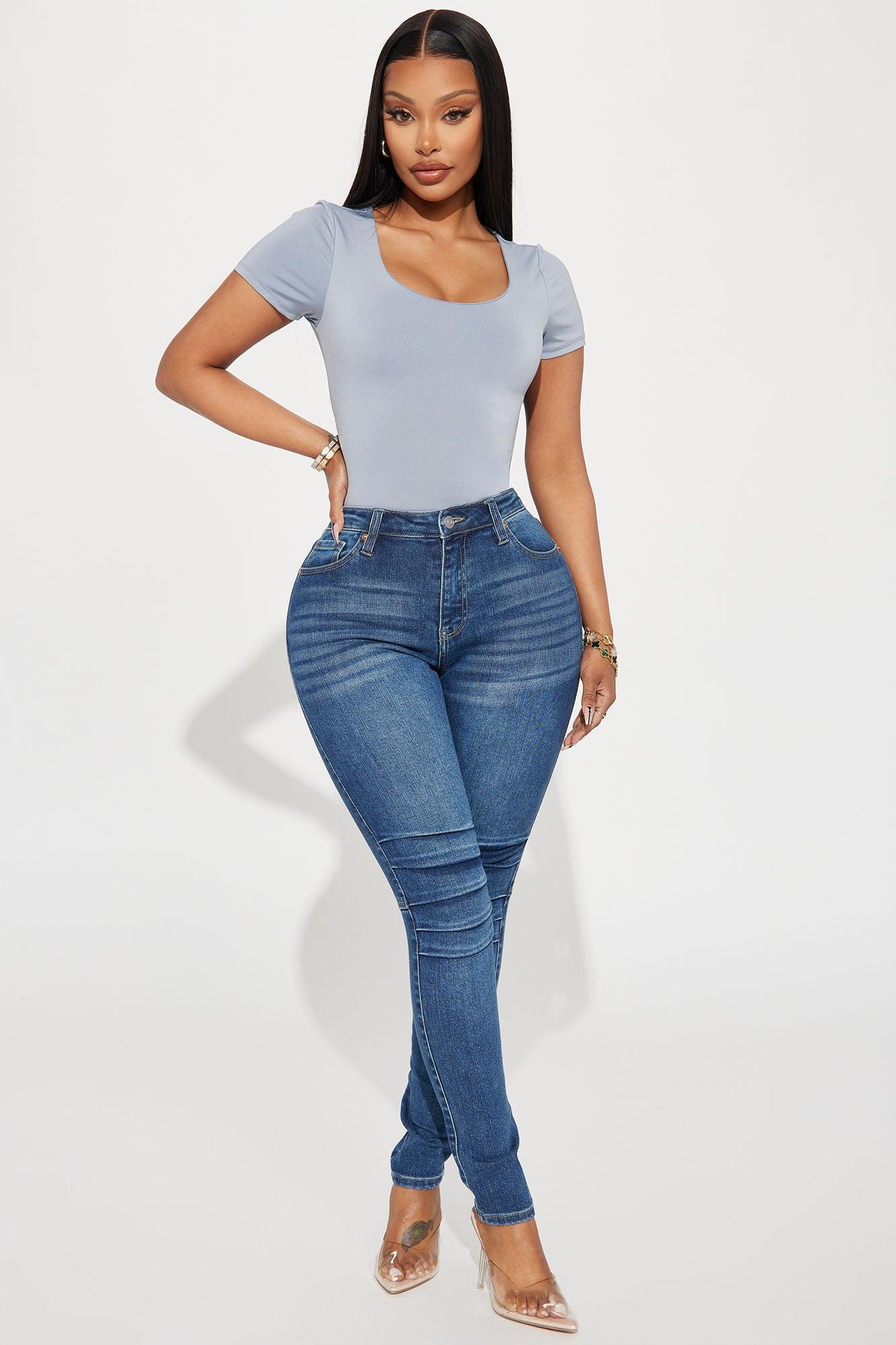 Tabitha Short Sleeve Bodysuit - Slate Blue Product Image