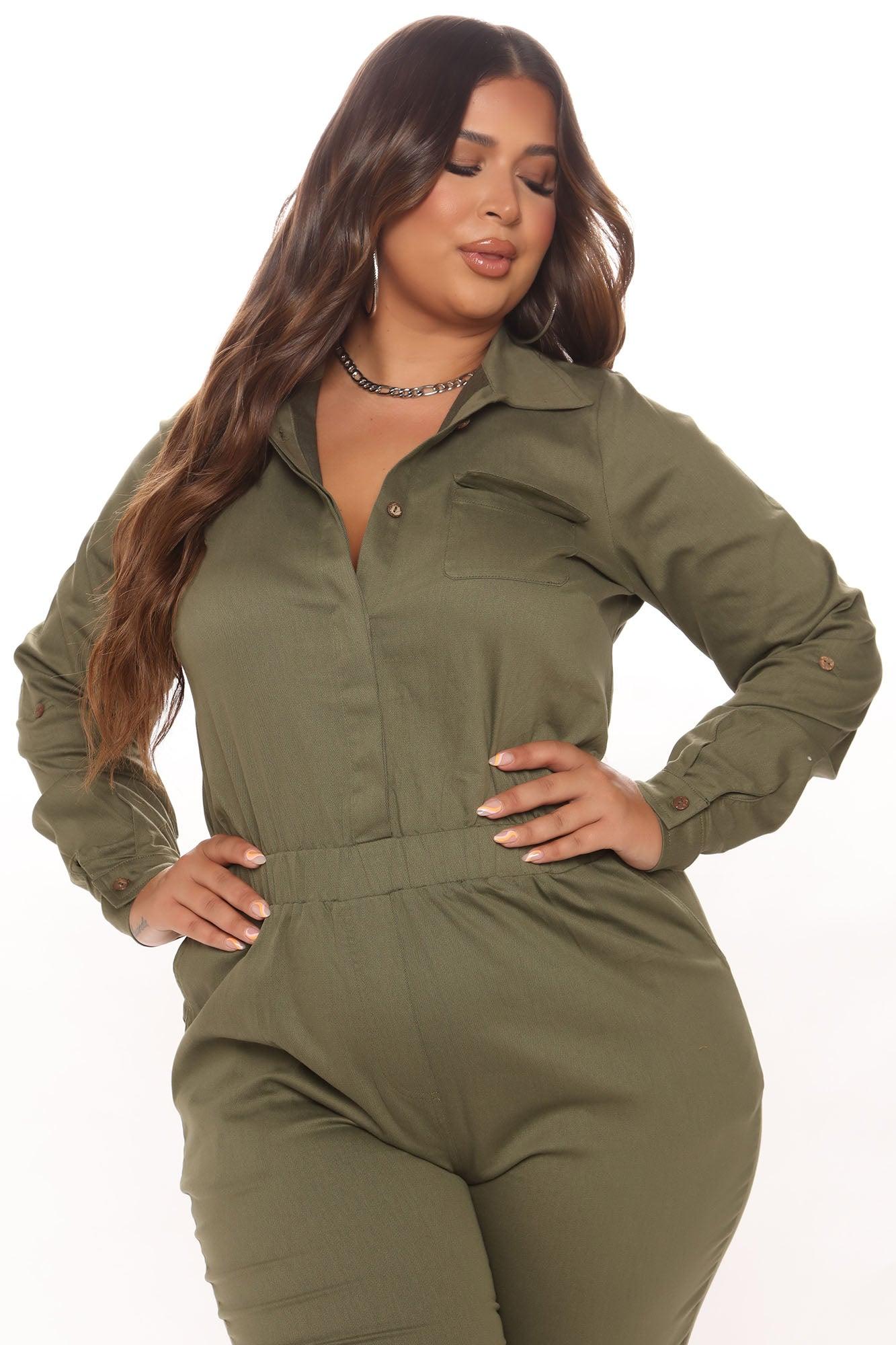 Aviator Babe Jumpsuit - Olive Product Image
