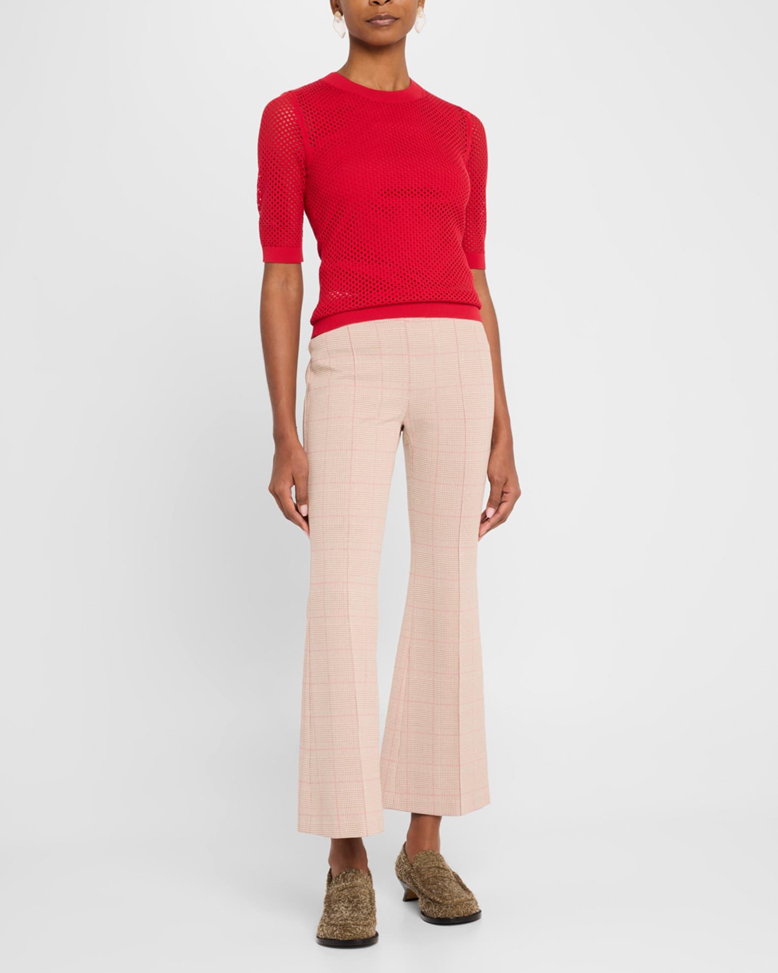 Crop-Sleeve Mesh Knit Sweater Product Image