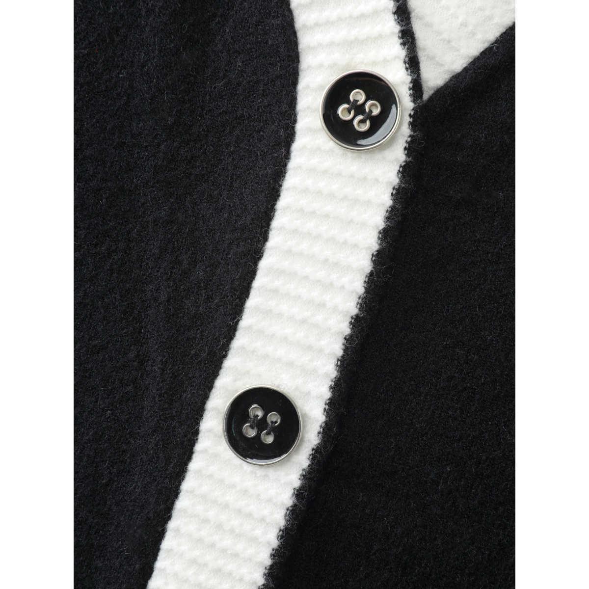 Plus Size Supersoft Contrast Trim Pocketed Cardigan Black Women Office Loose Long Sleeve Office Cardigans BloomChic 26/4X Product Image