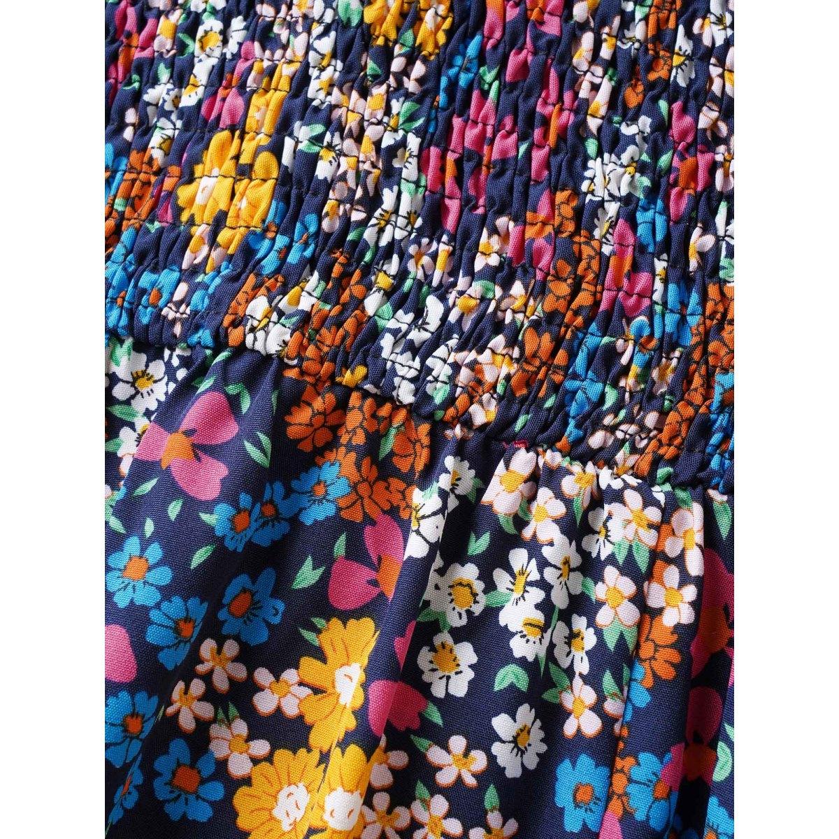 Plus Size Ditsy Floral Shirred Pocket Cami Dress Indigo Women Elegant Shirred V-neck Sleeveless Curvy BloomChic 18-20/2X Product Image