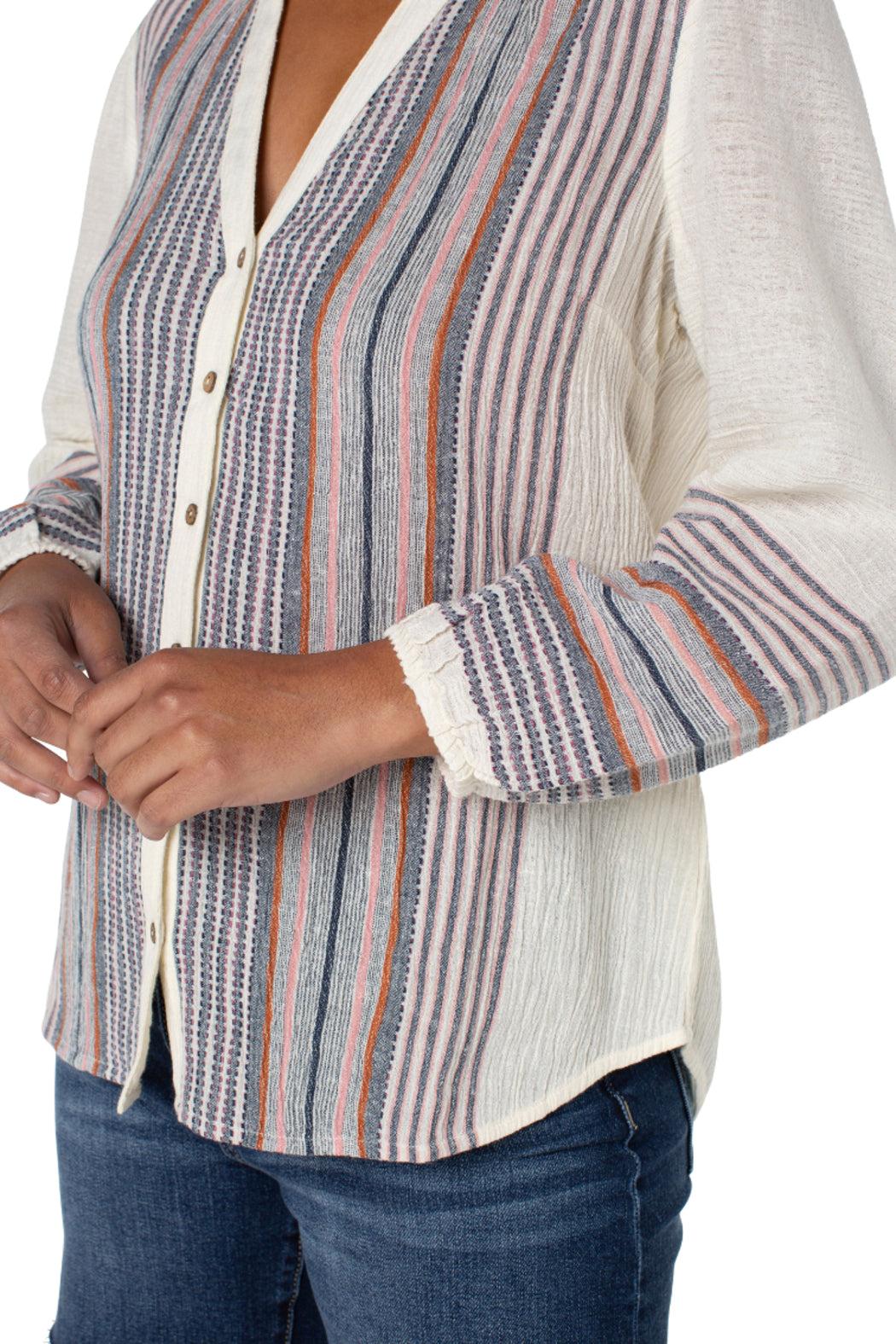 Button Front Shirred Blouse Product Image