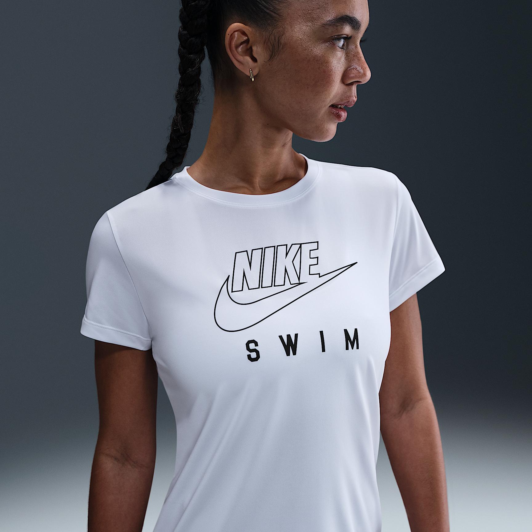 Nike Womens Swim Swoosh Hydroguard Short-Sleeve Top | NESSF326-100 Product Image