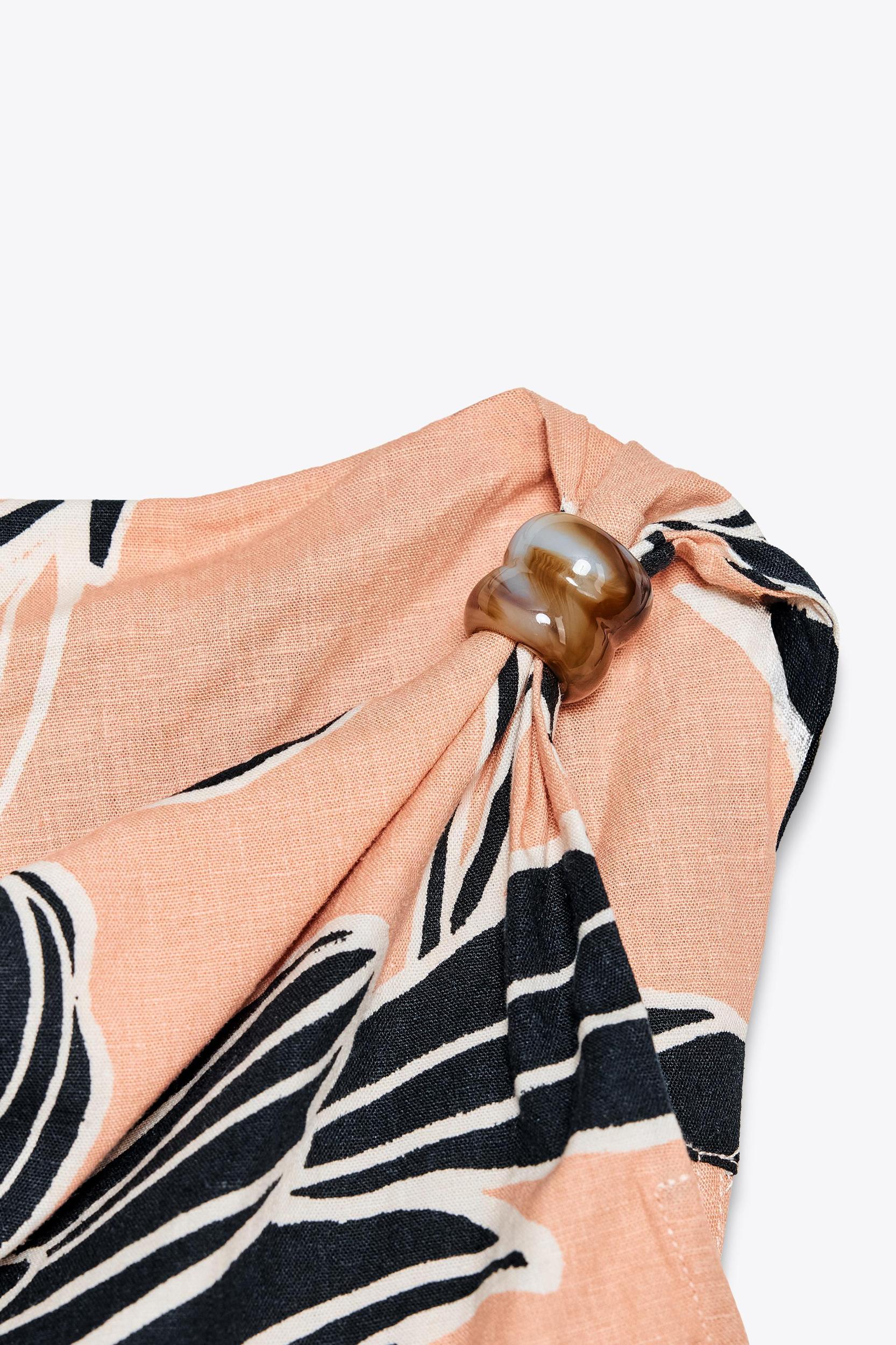 PRINTED LINEN BLEND MINI DRESS Product Image