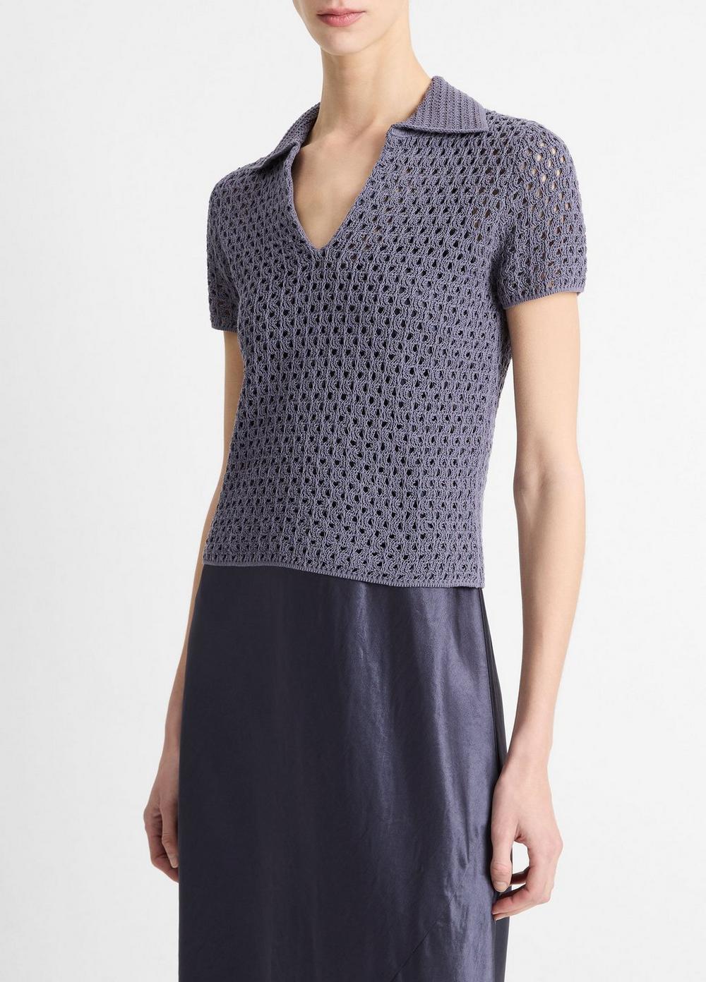 Macramé Cotton Polo Sweater Product Image