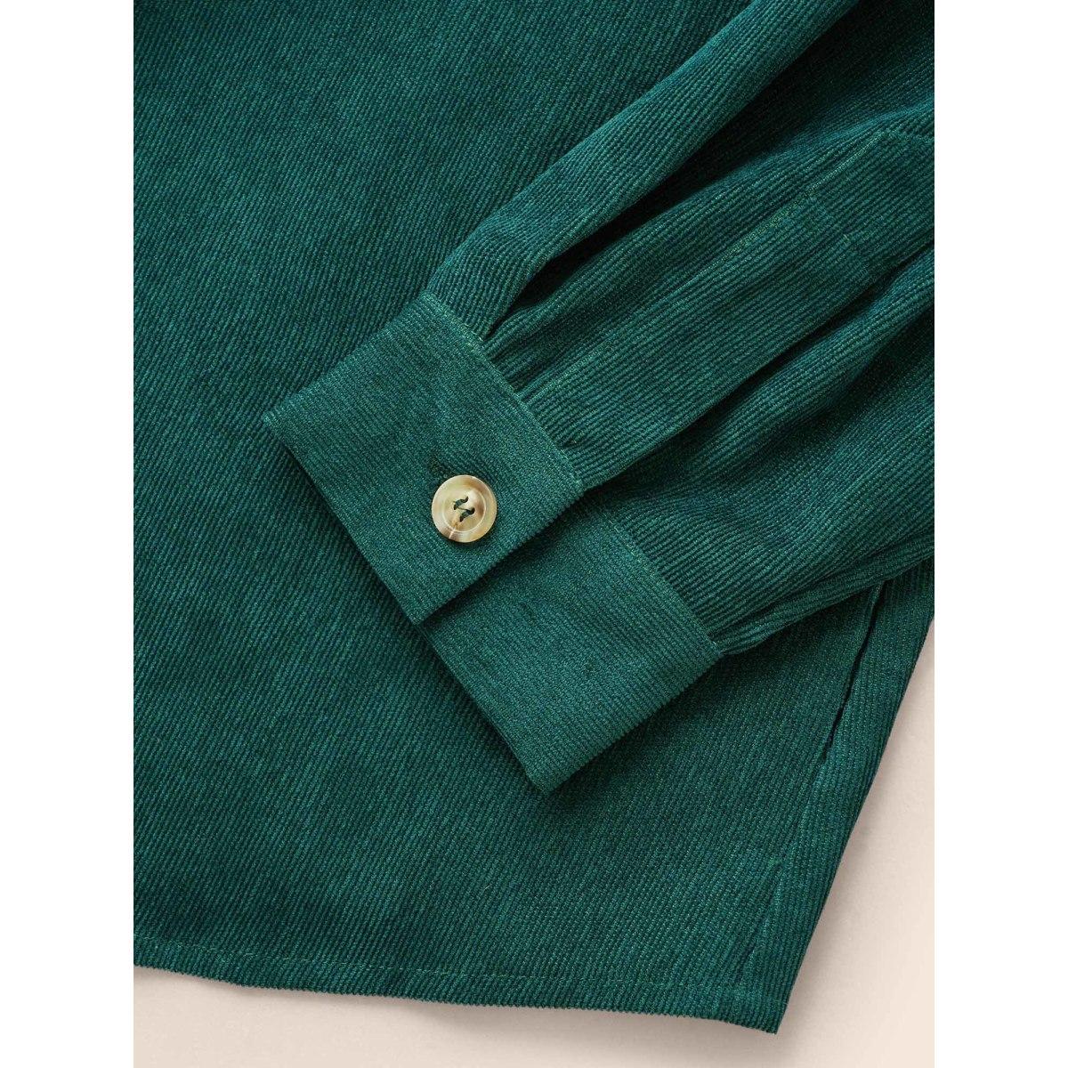 Plus Size Textured Pocket Curved Hem Jacket Women DarkGreen Button Side seam pocket Everyday Jackets BloomChic 22-24/3X Product Image