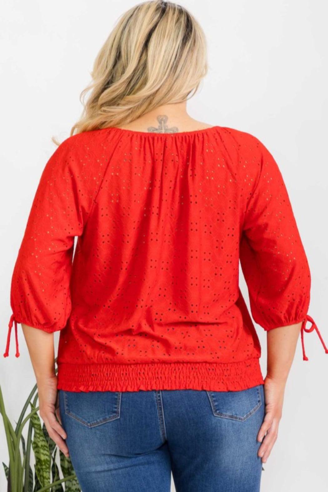 Eyelit Smocked Hem Top Product Image