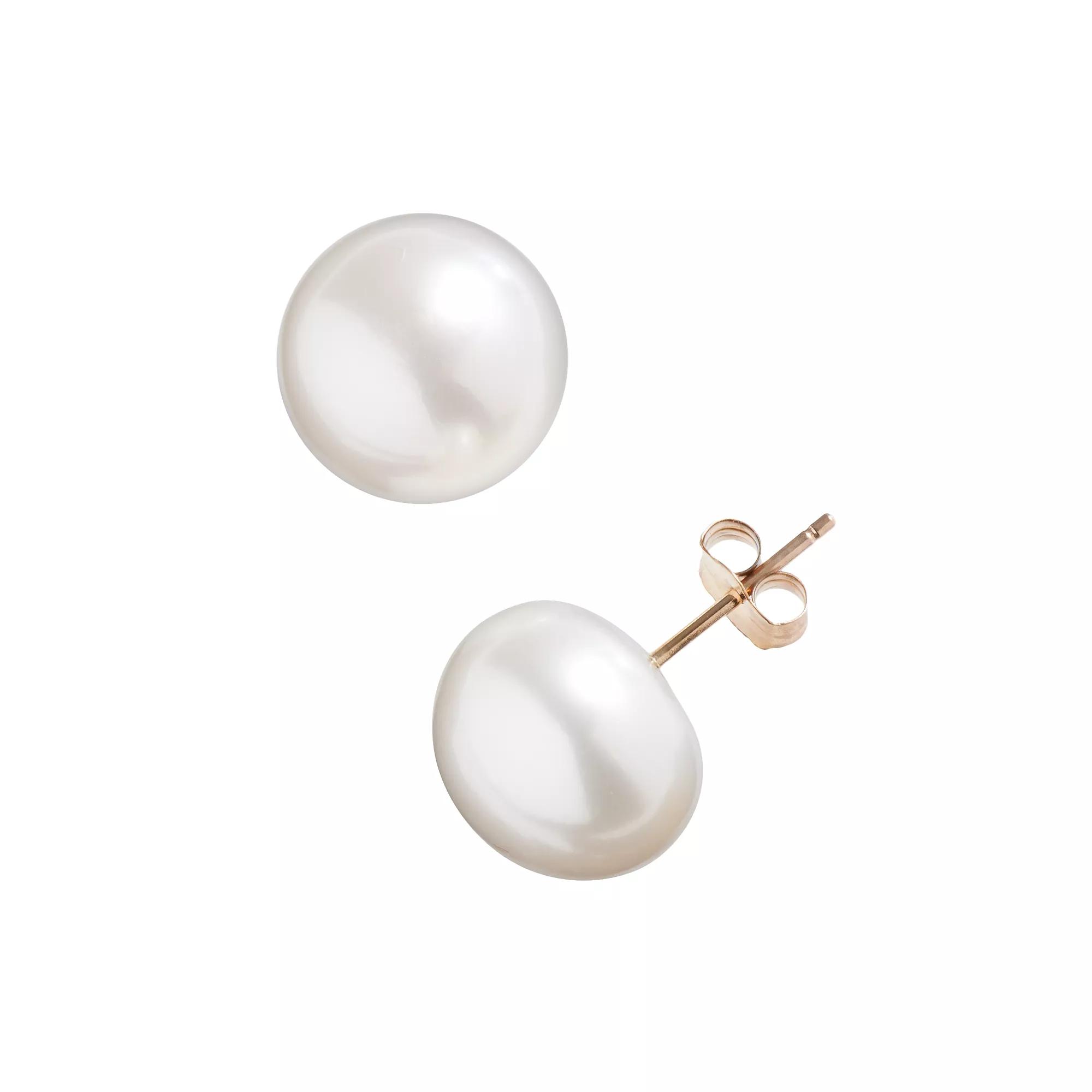 PearLustre by Imperial 10k Gold Freshwater Cultured Pearl Stud Earrings, Women's, White Product Image