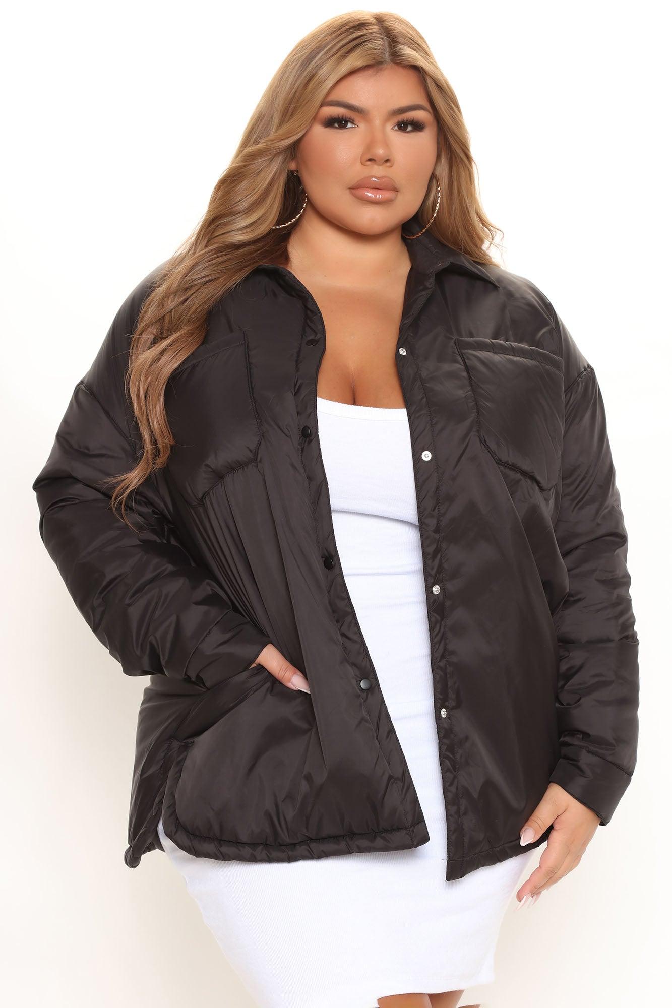 Quick Thinking Puffer Shacket - Black Product Image