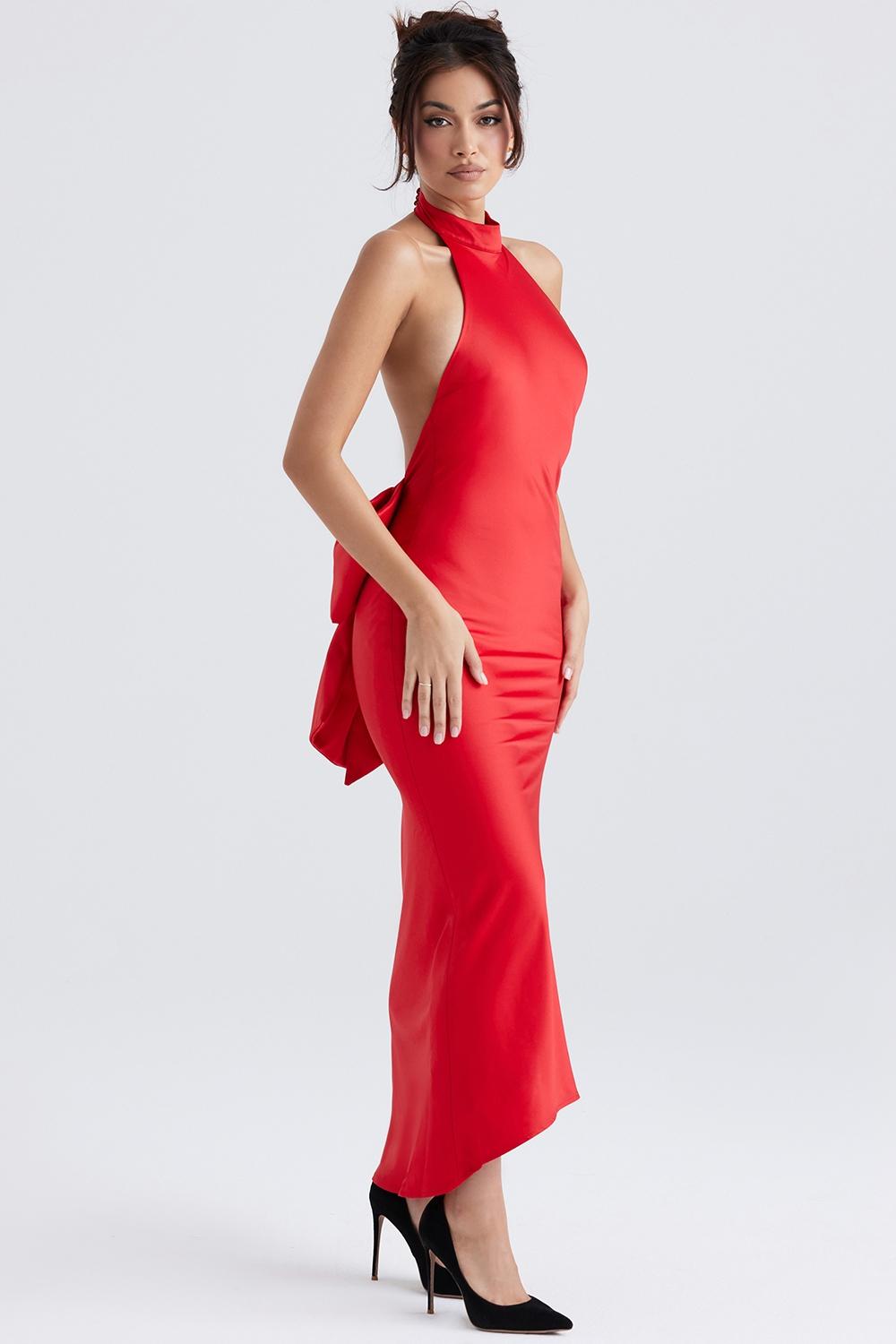 Ilaria  red bow halter dress Product Image