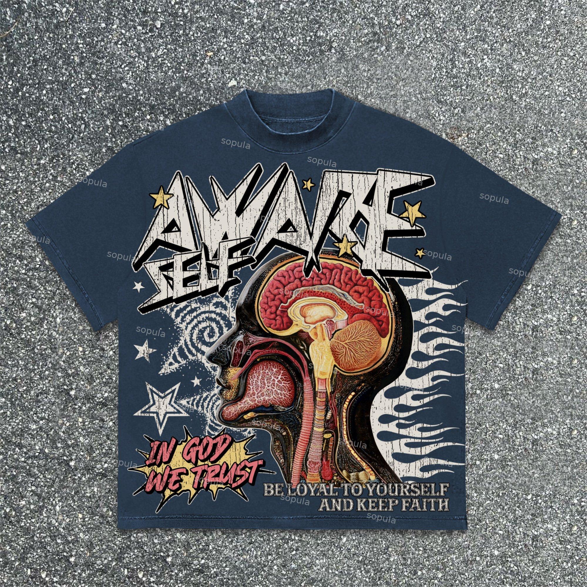 Sopula Aware Self Flame Mind Old Graphic Cotton T-Shirt Product Image