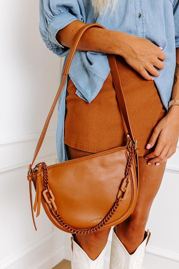 Uptown Allure Faux Leather Crossbody In Brown Product Image