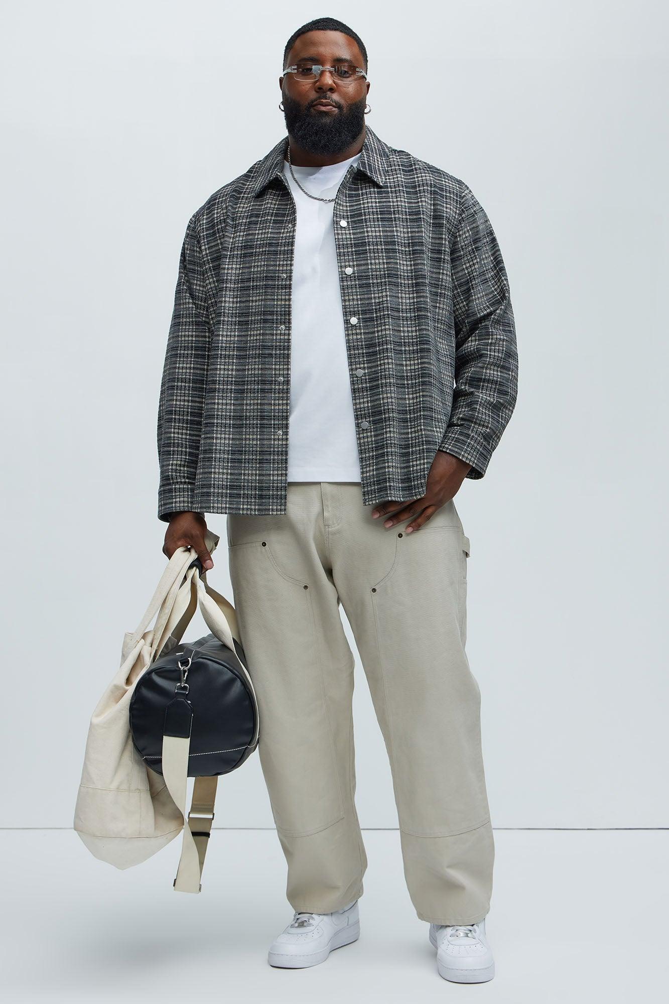 Walter Textured Plaid Button Up Shirt - Black/combo Product Image