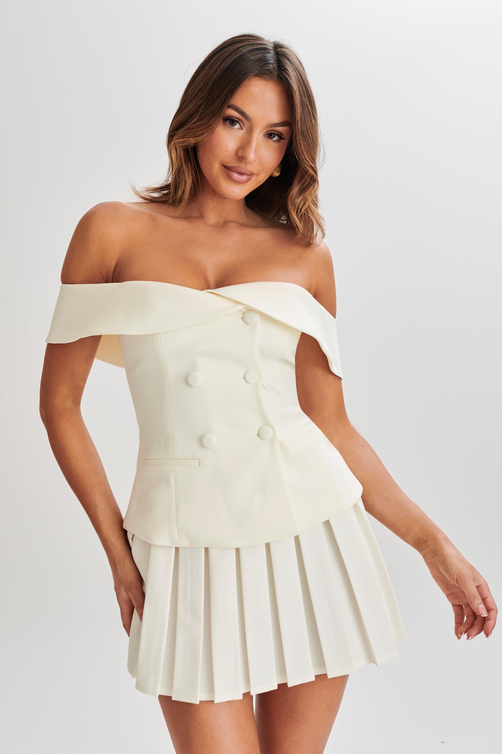 Krista Strapless Suiting Top - Ivory Product Image