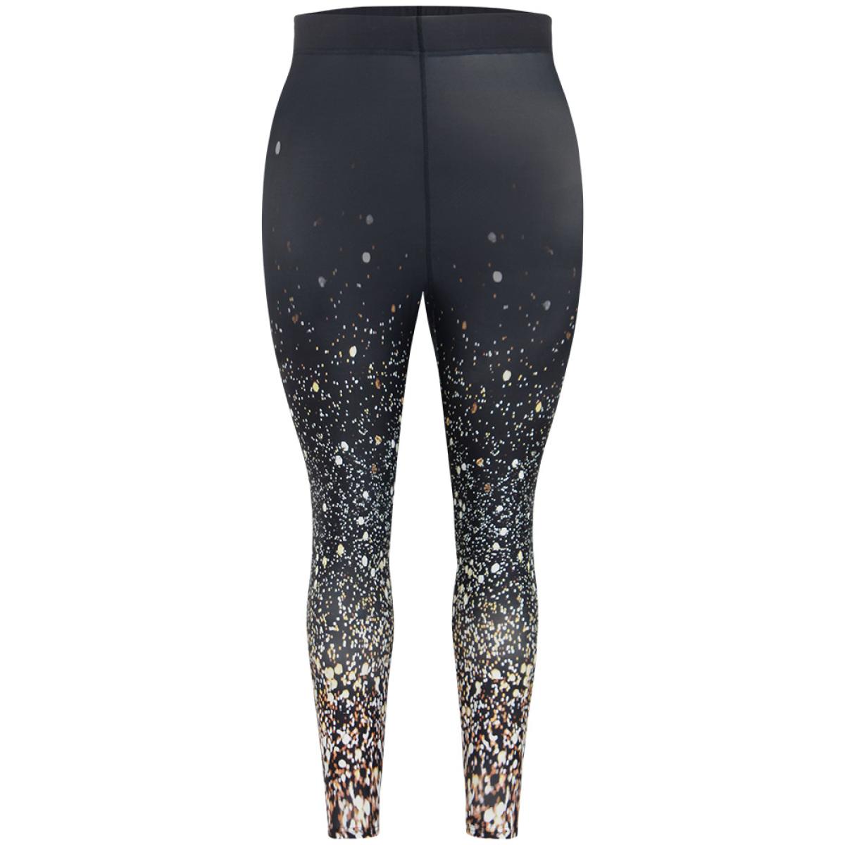 Plus Size Christmas Ombre Snowflake Elastic Waist Skinny Leggings Women Black Glamour High stretch Bodycon High Rise Festival-Christmas Leggings BloomChic 26/4X Product Image