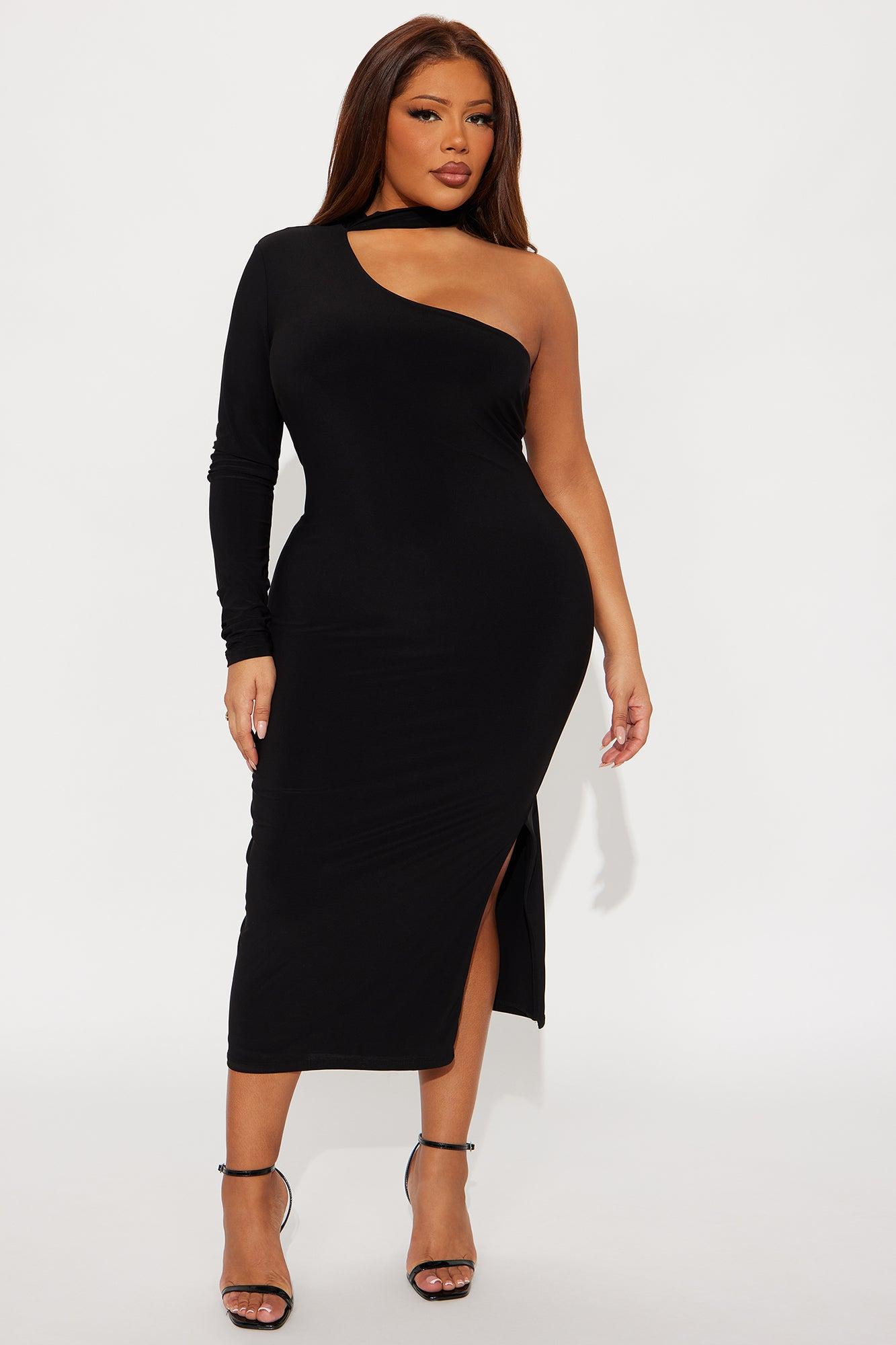 Gleaming One Shoulder Mini Dress - Black Female Product Image