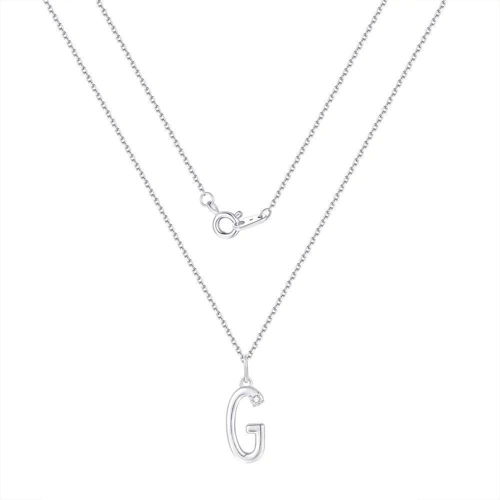 Forever Radiant Diamond Accent Initial Pendant Necklace, Women's, Size: 18", Silver Tone G Product Image