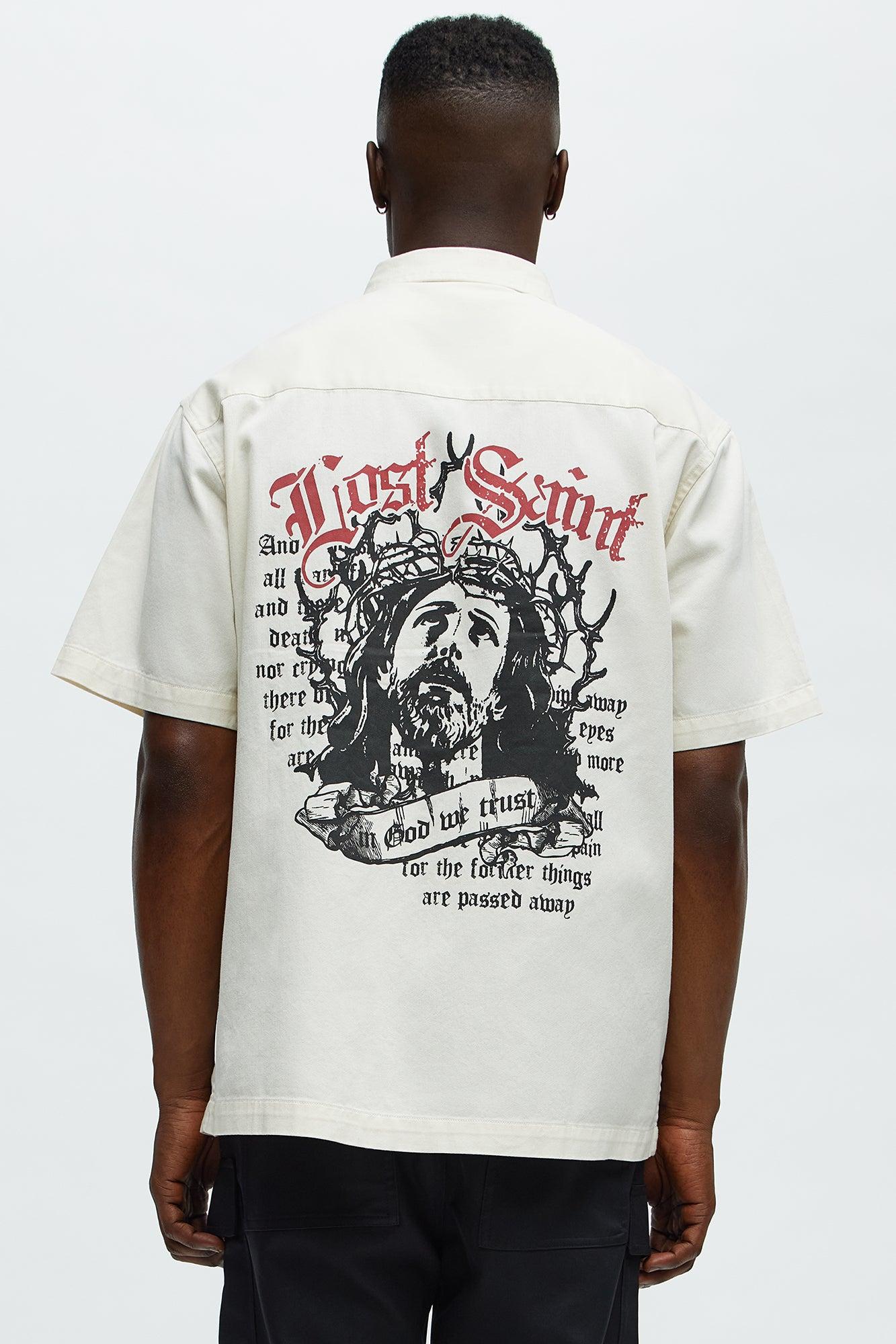 Regular Fit Lost Saint Button Up Shirt - Cream Product Image