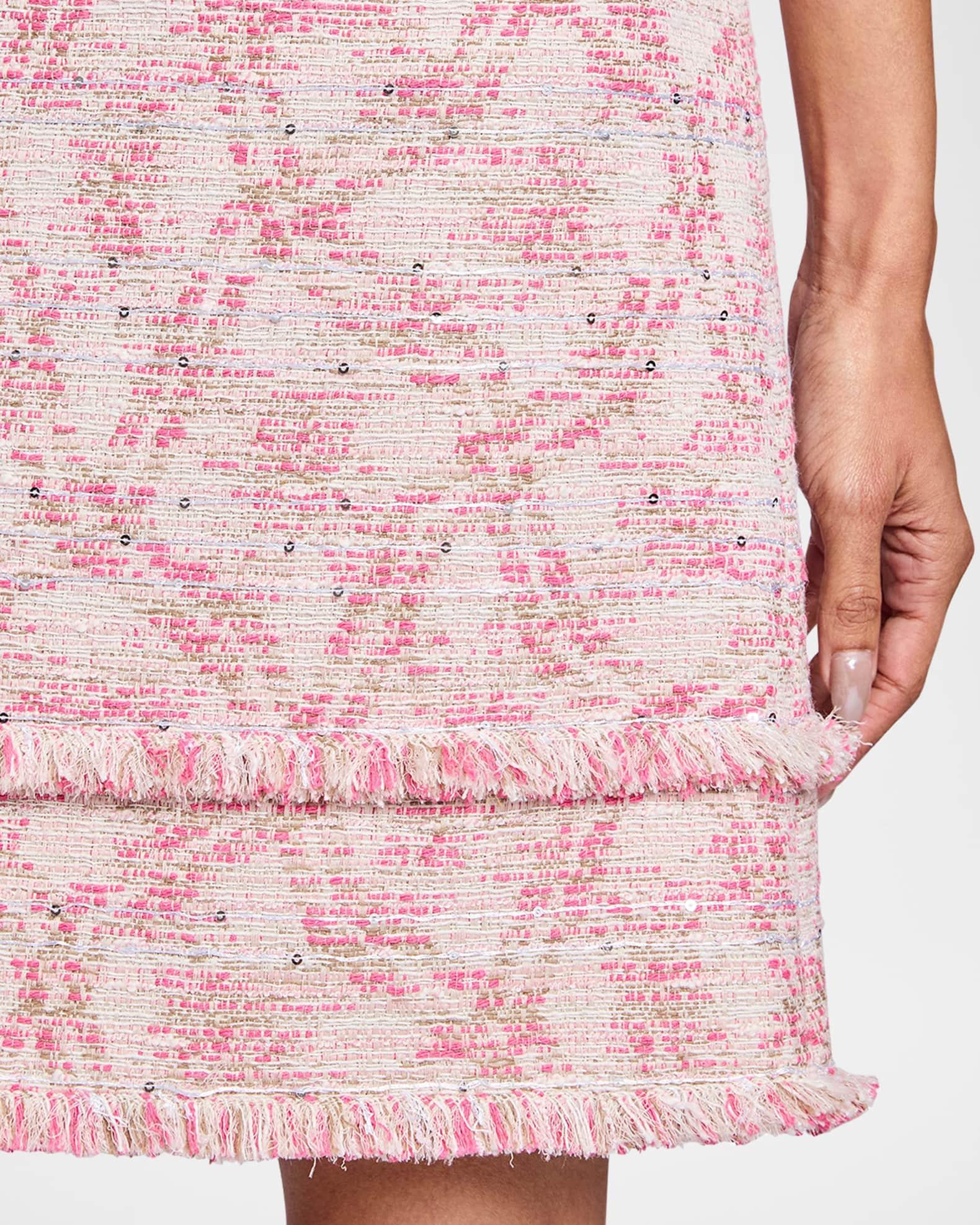 Fringe-Trim Sequin Tweed Dress Product Image