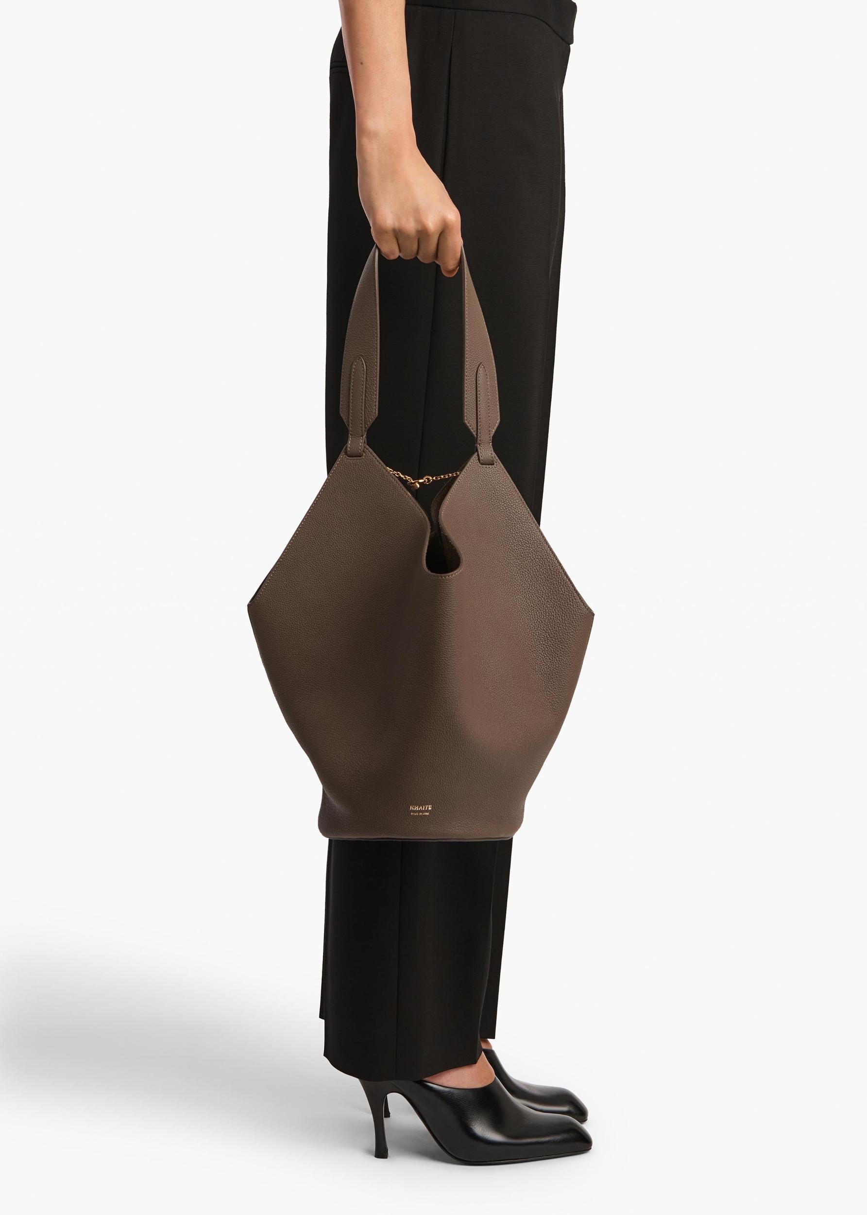 Small Lotus Tote in Elephant Pebbled Leather Product Image