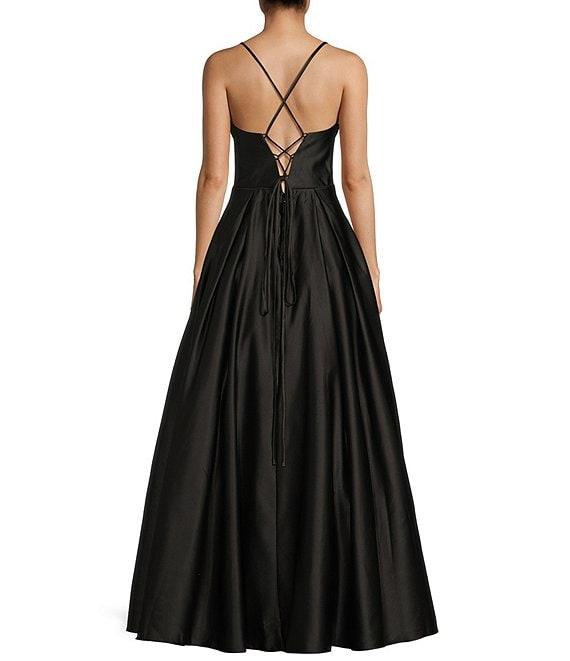 Blondie Nites Stone Sweetheart Drape Neck Tie Back A-Line Ball Gown Product Image