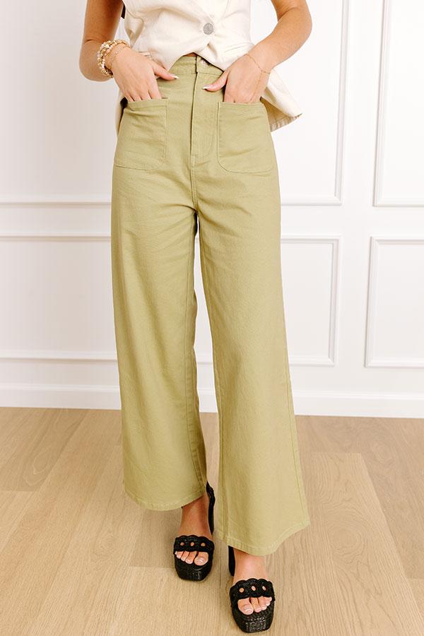 The Lana High Waist Wide Leg Jean in Sage Product Image