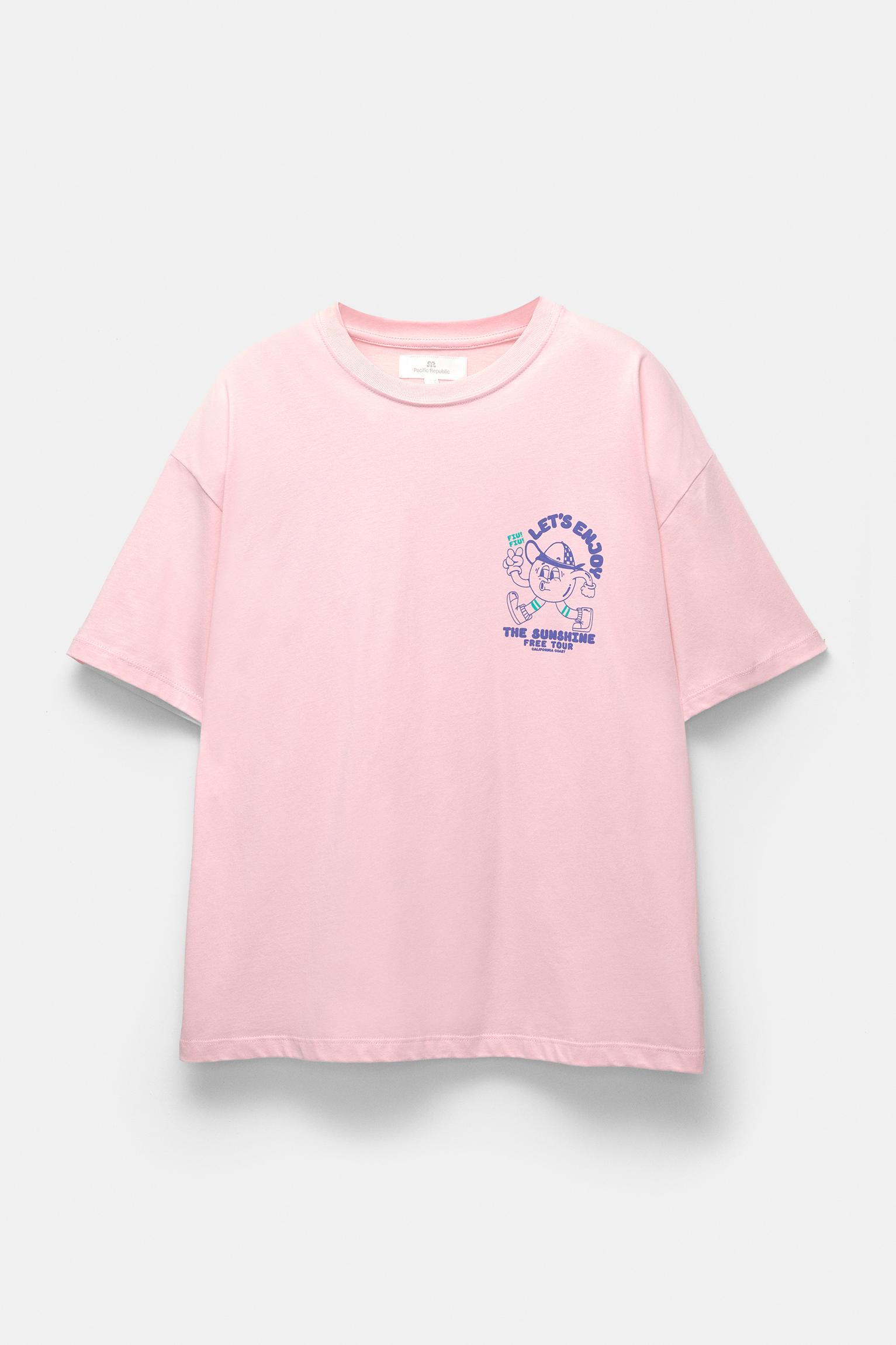Pink T-shirt with sunshine graphic Product Image
