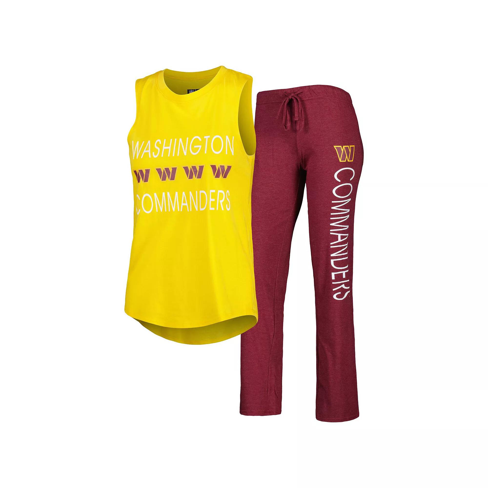 Women's Concepts Sport Burgundy/Gold Washington Commanders Muscle Tank Top & Pants Sleep Set, Size: Large, Wft Med Re Product Image