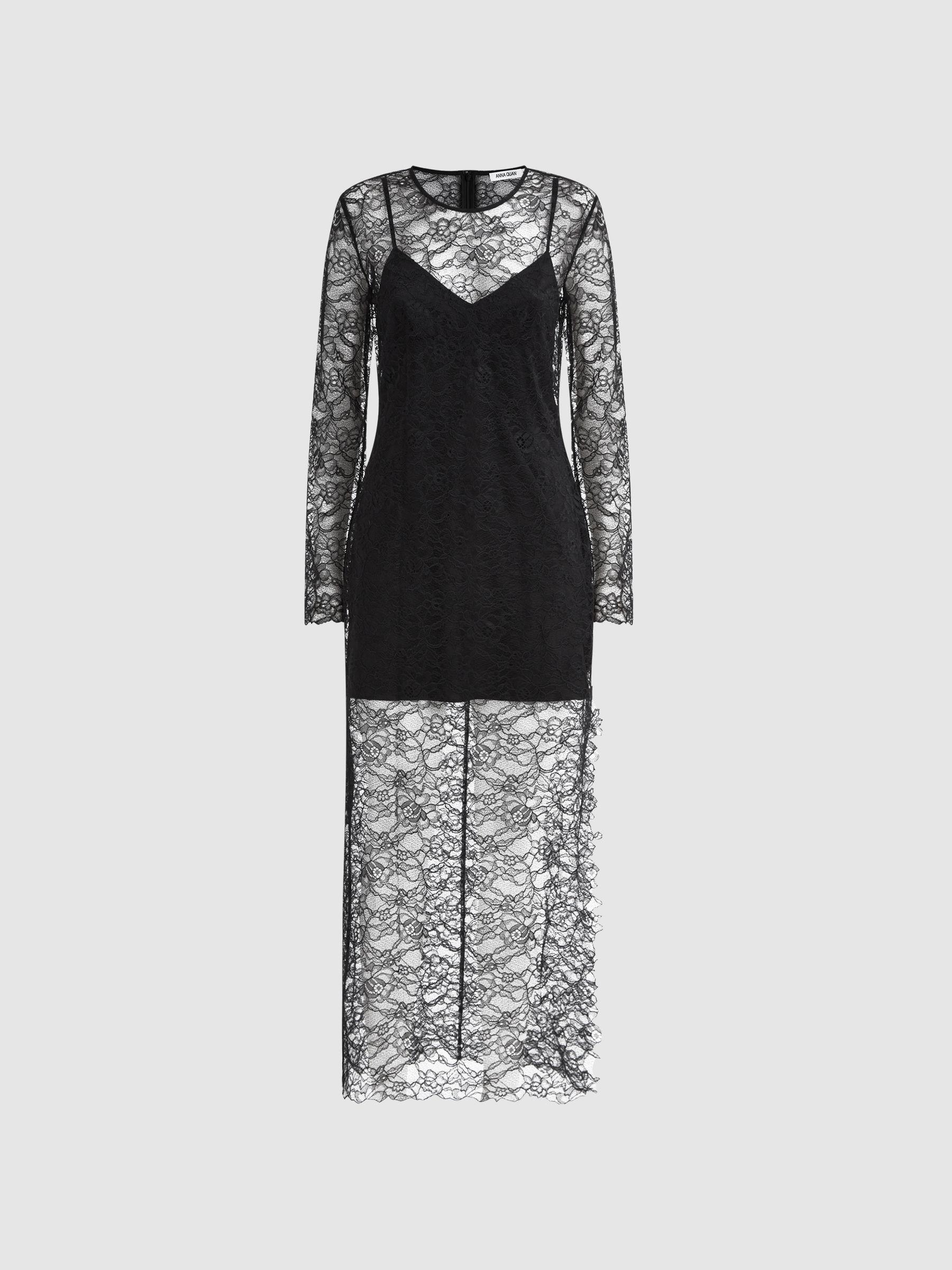 Anna Quan Lace Maxi Dress in Black Product Image