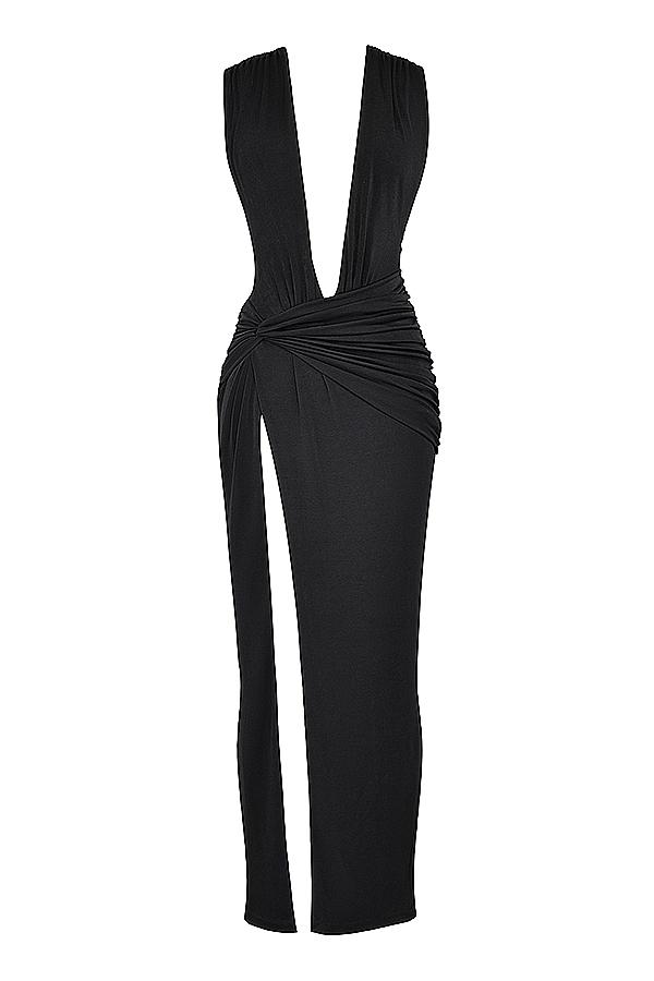 Larelle  black plunge maxi dress Product Image