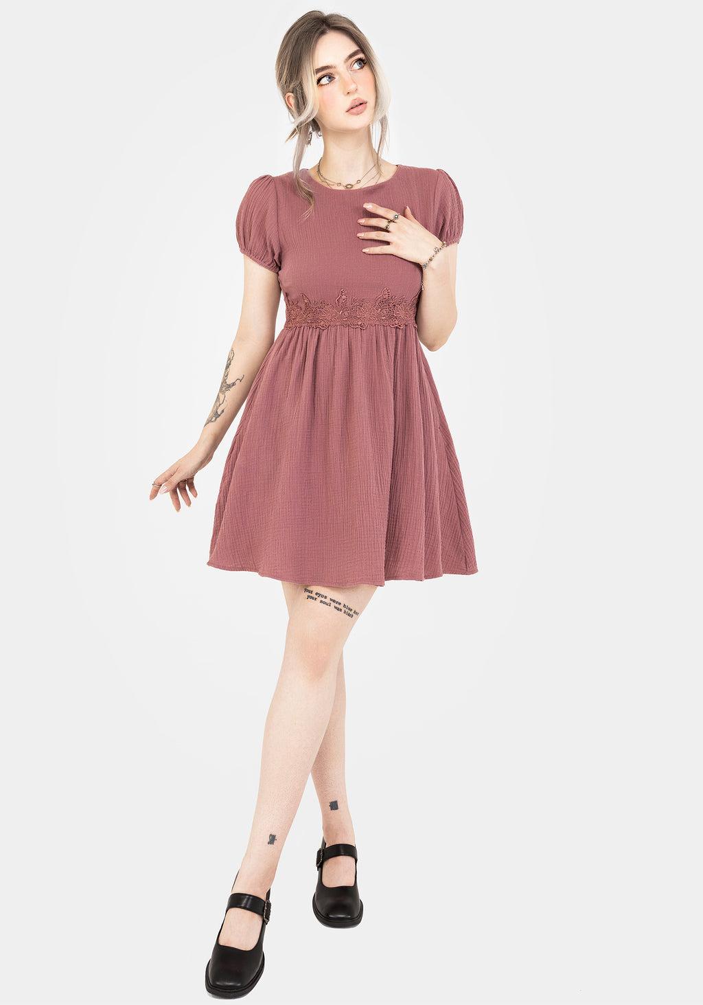 Rosamoth Applique Trim Cotton Mini Smock Dress Product Image