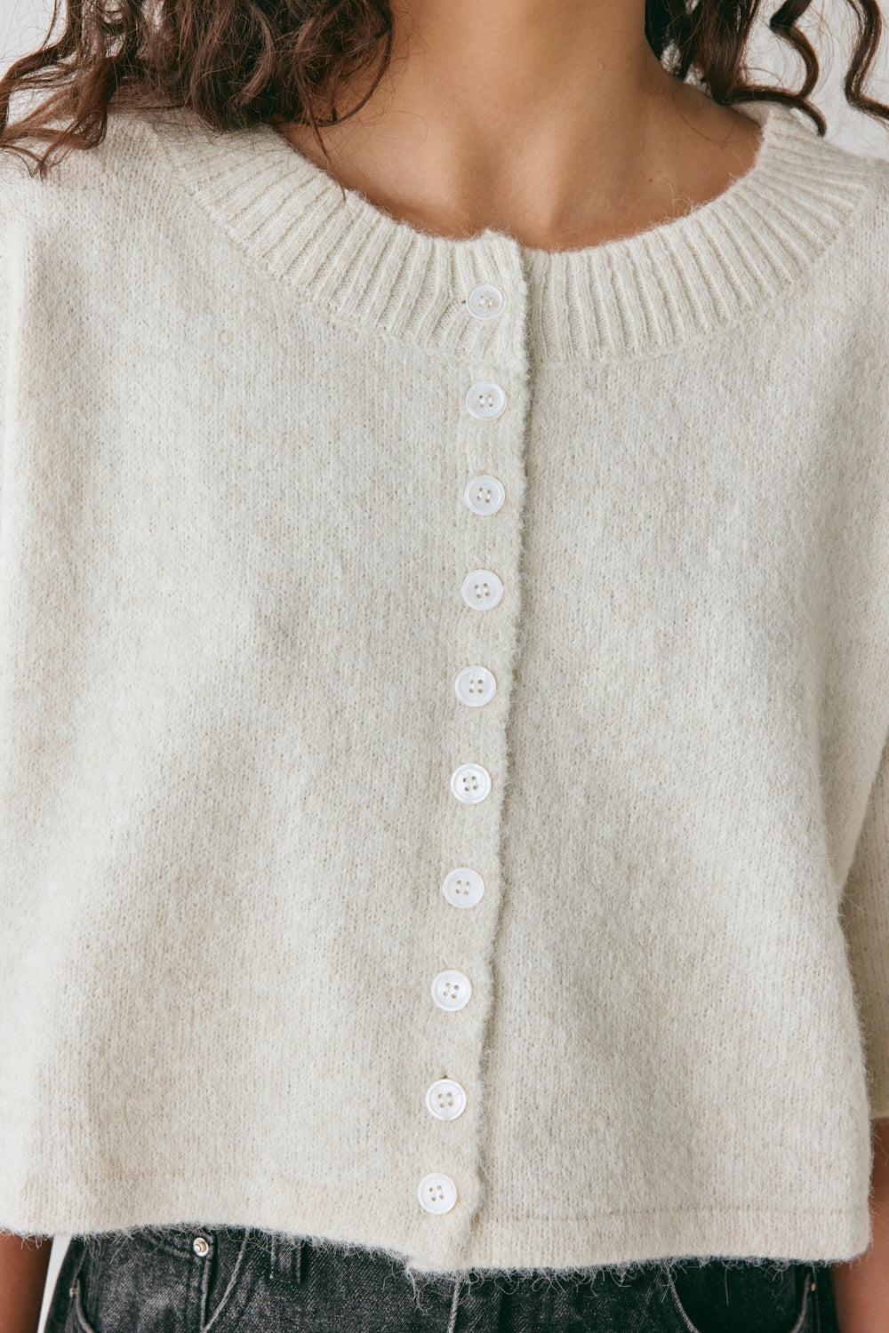 Hailey Knit Cardigan Oyster Product Image
