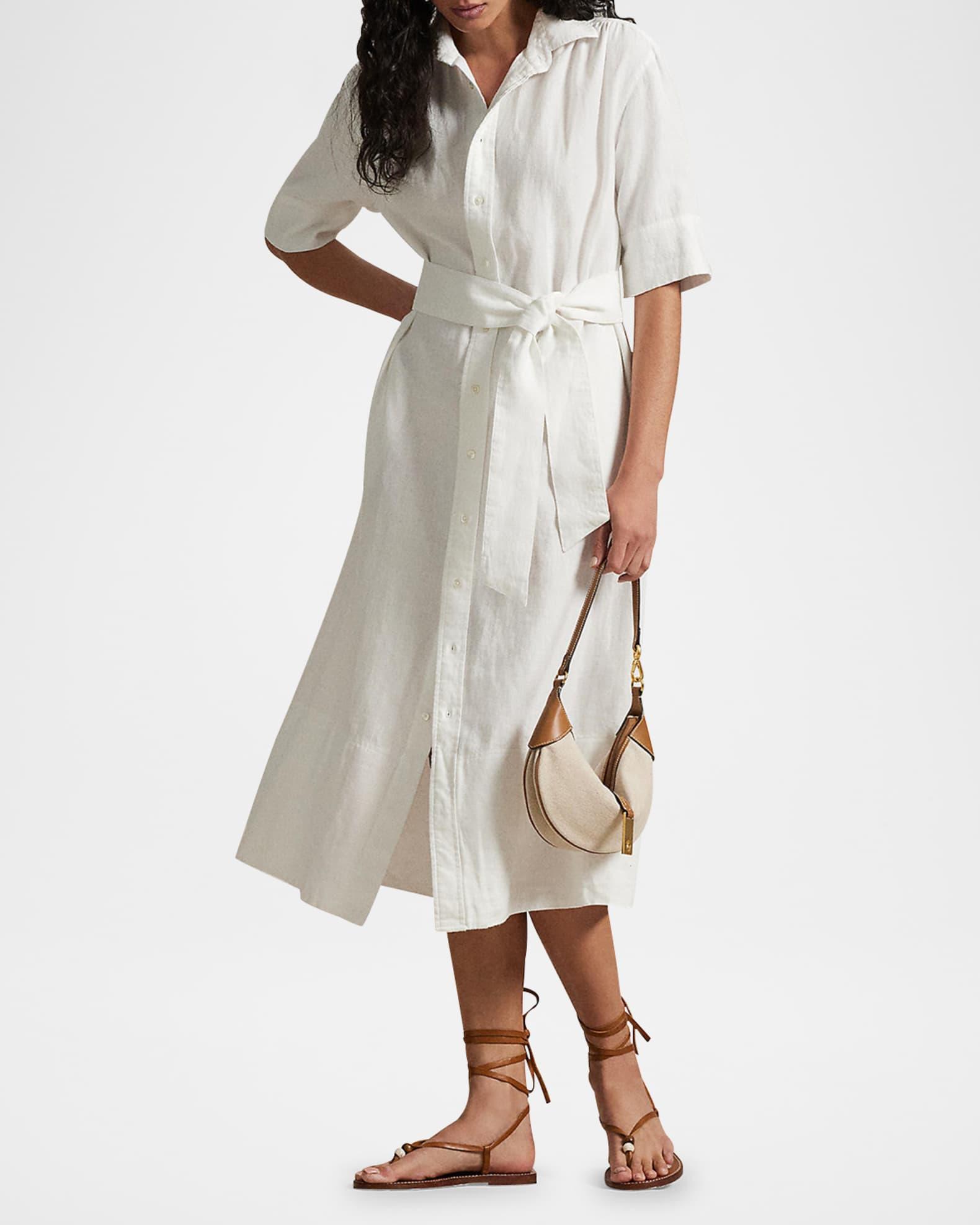 Belted Linen Shirtdress Product Image