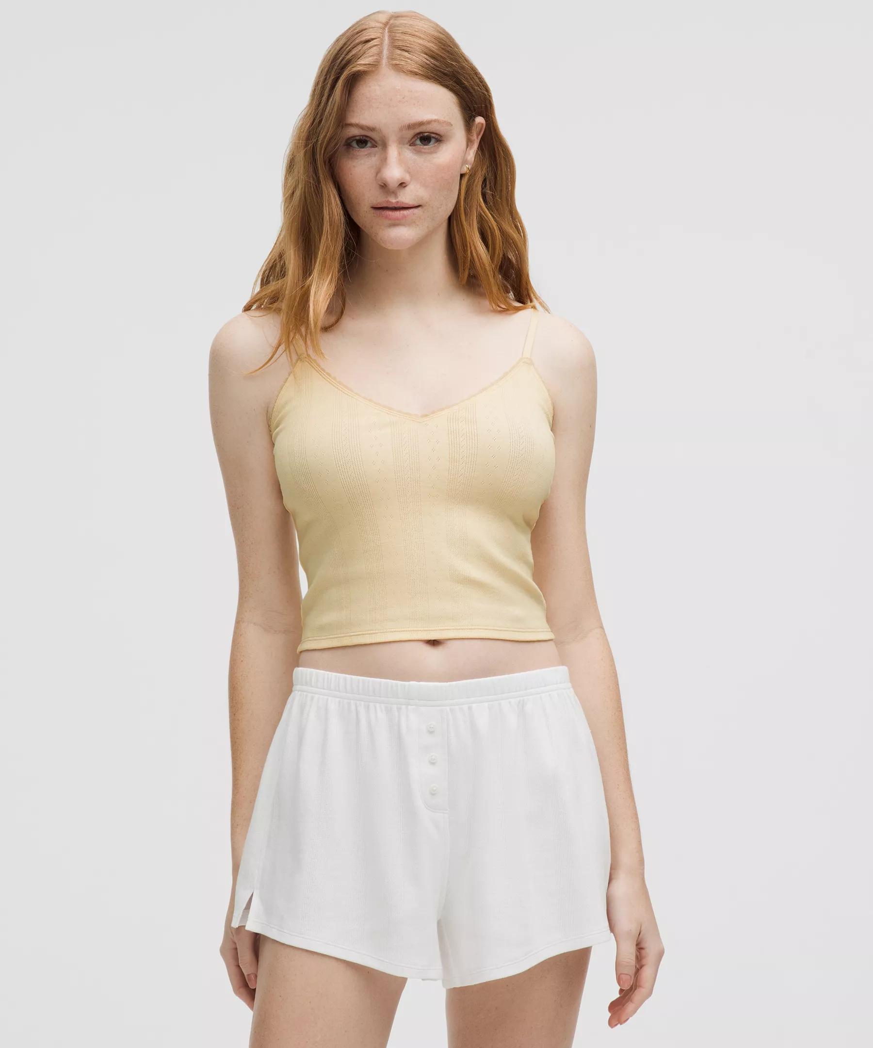 Cotton Pointelle Cropped Cami Tank Top Product Image