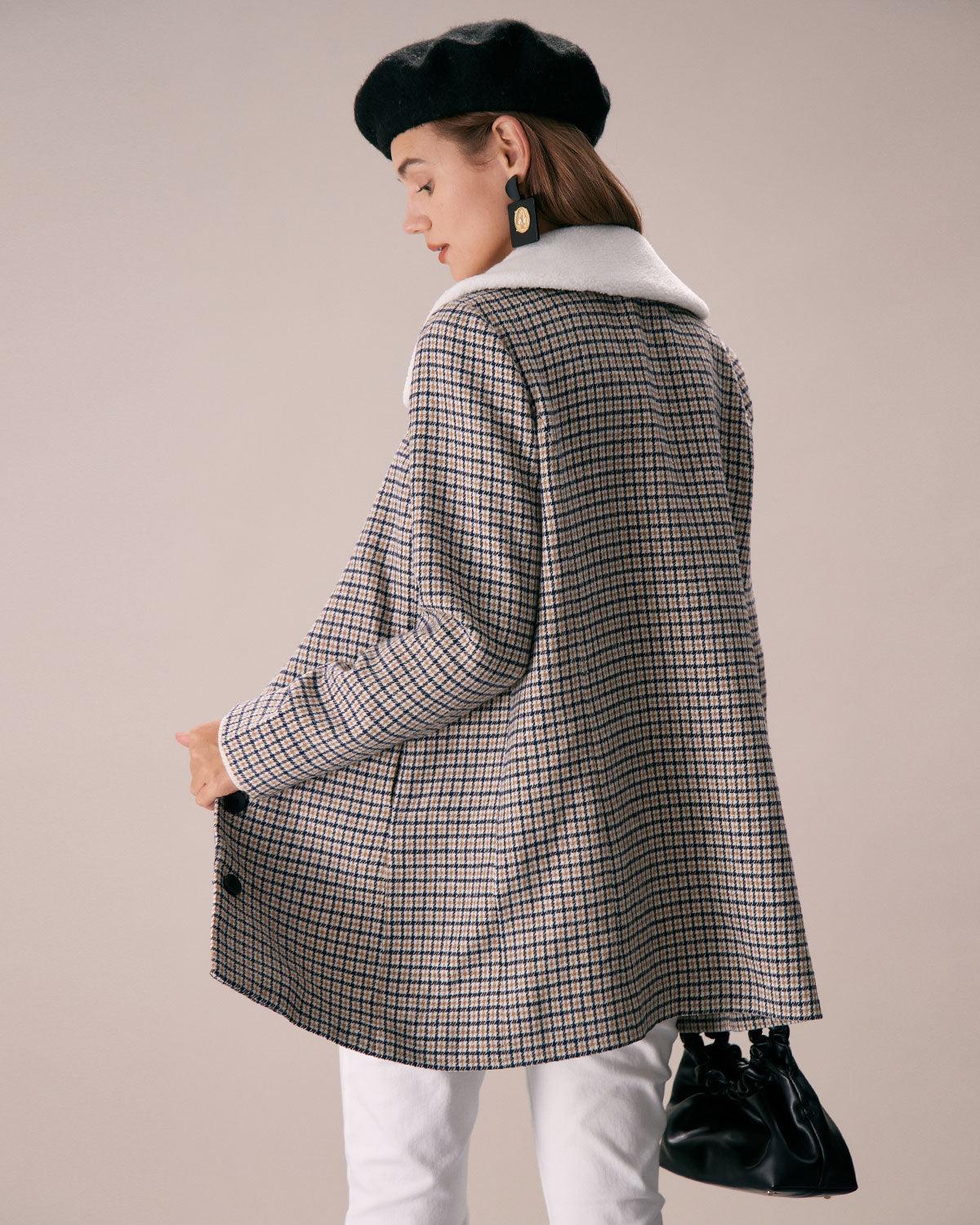 The Khaki Lapel Single Breasted Plaid Blazer Product Image