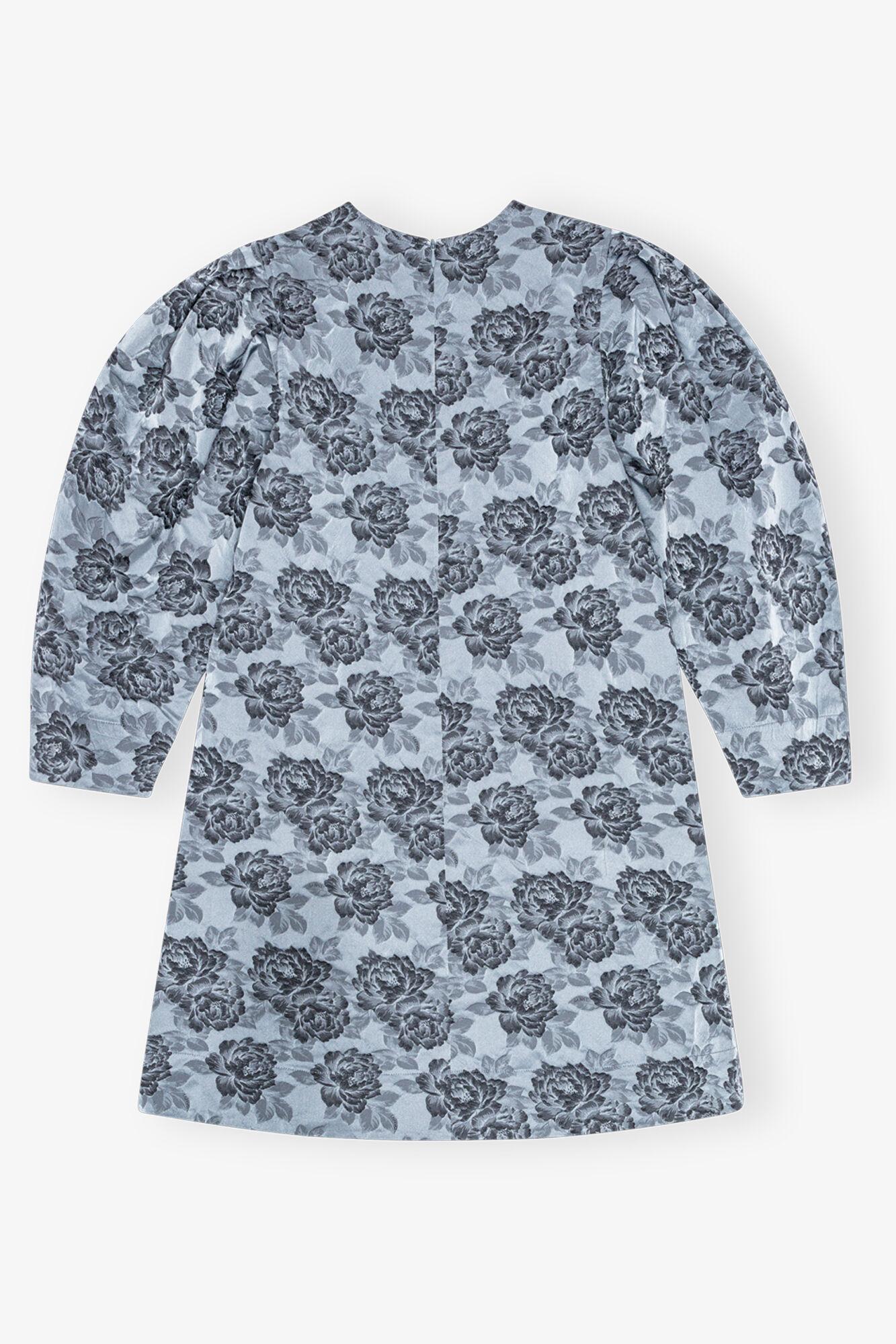 Blue Floral Jacquard A-Line Mini Dress Product Image