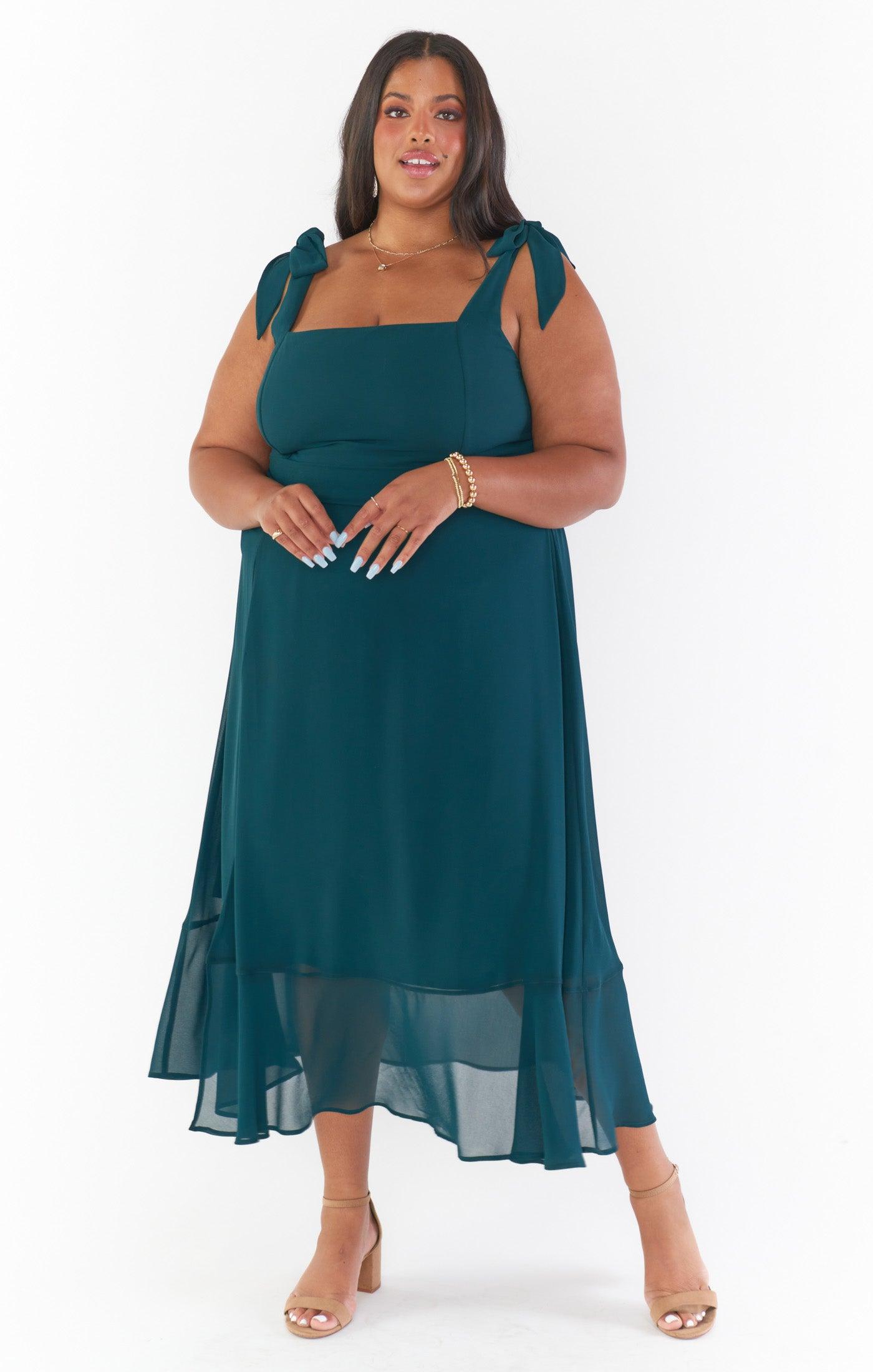 Claire Midi Dress ~ Emerald Chiffon Product Image