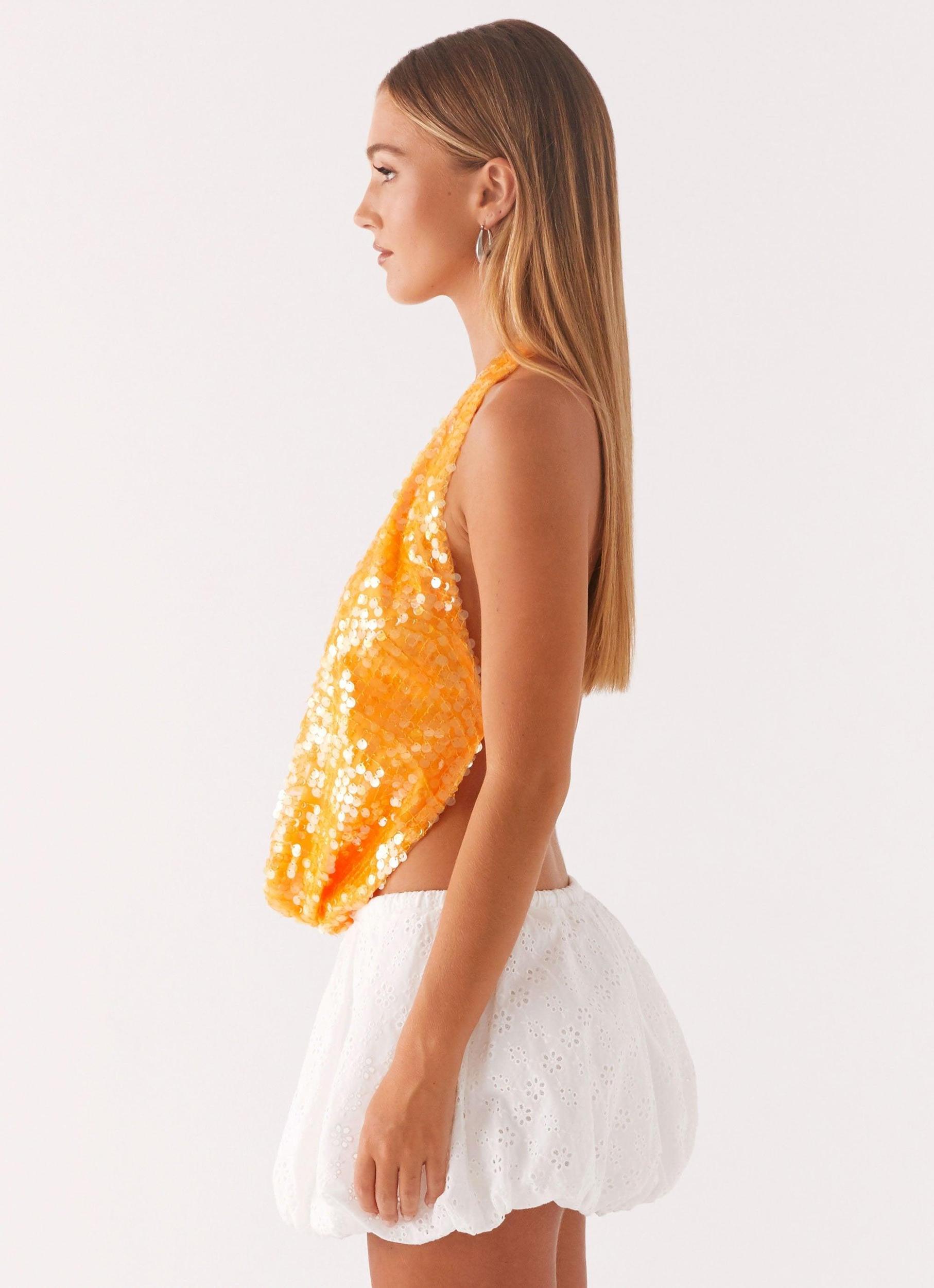 Rio Dreams Cowl Neck Halter Top - Orange Product Image