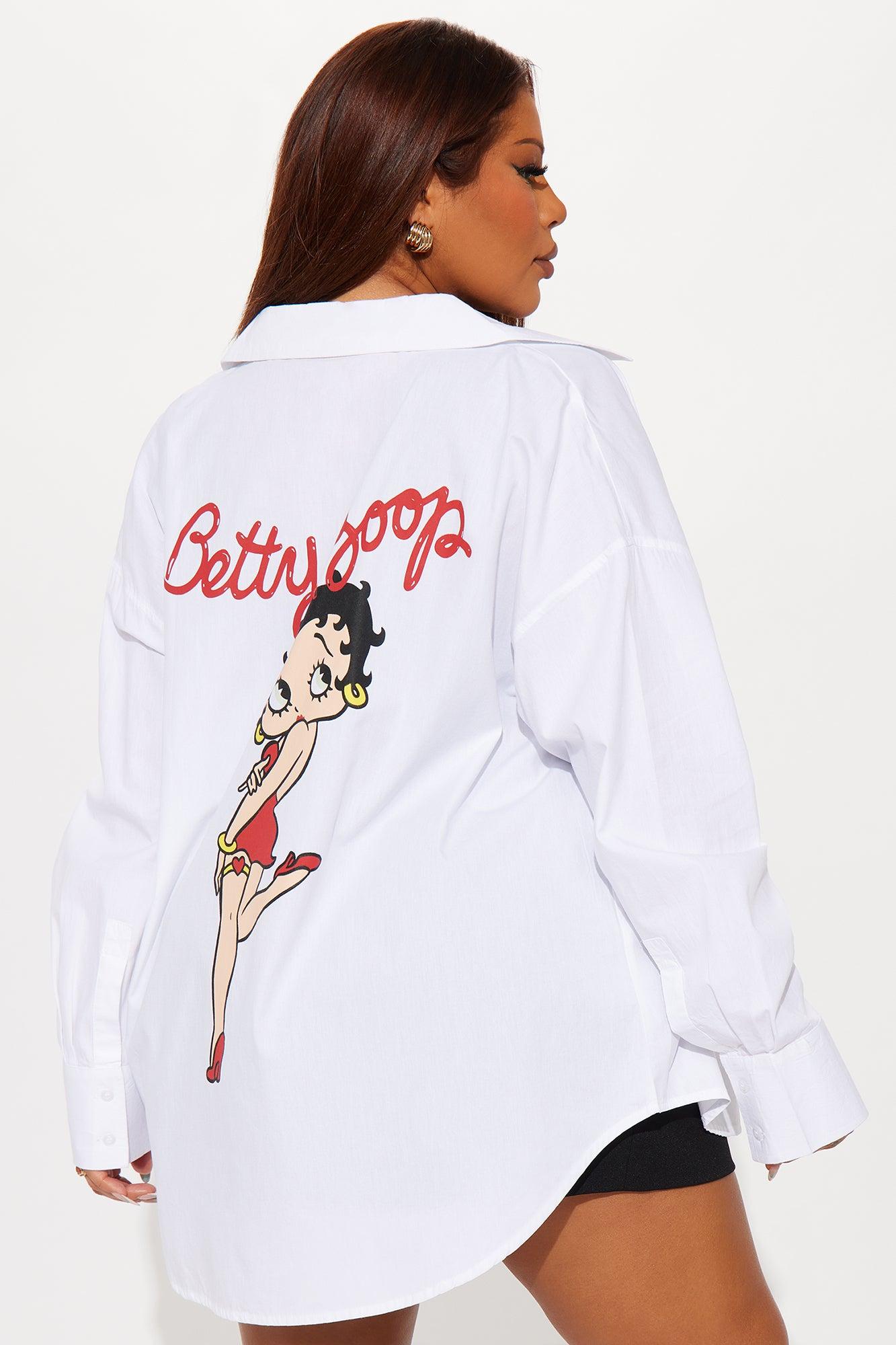 Betty Boop Poplin Top - White Product Image