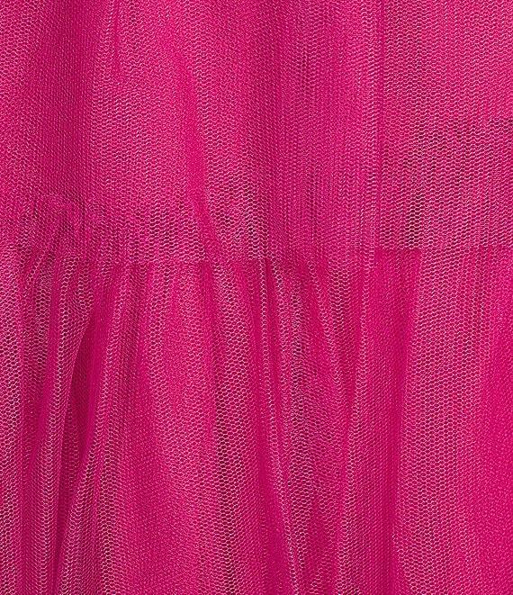 Blondie Nites Mesh Bow Cutout Sweetheart Neck Tie Back Tiered Ball Gown Product Image