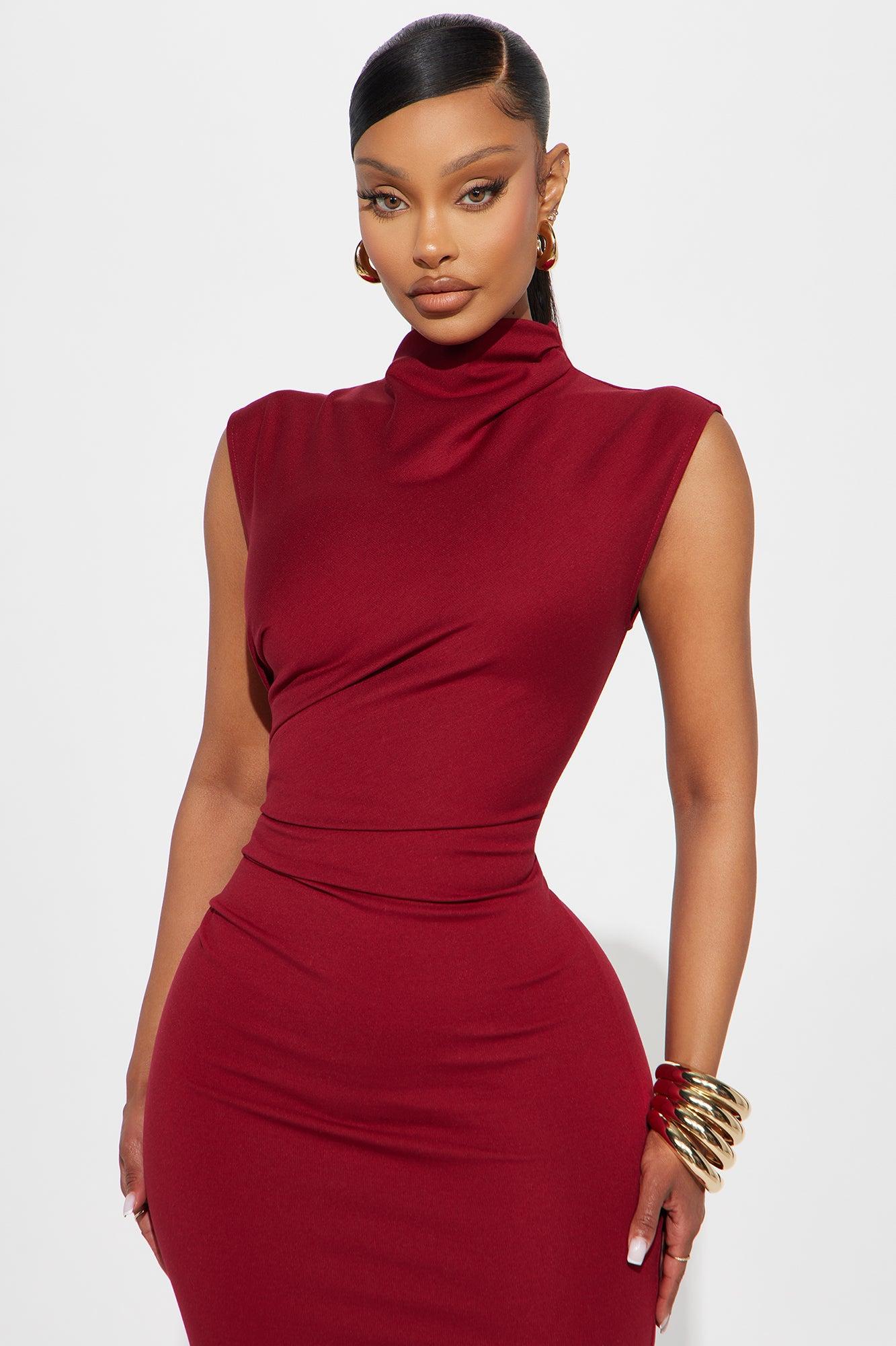 Stella Ponte Maxi Dress - DarkRed Product Image