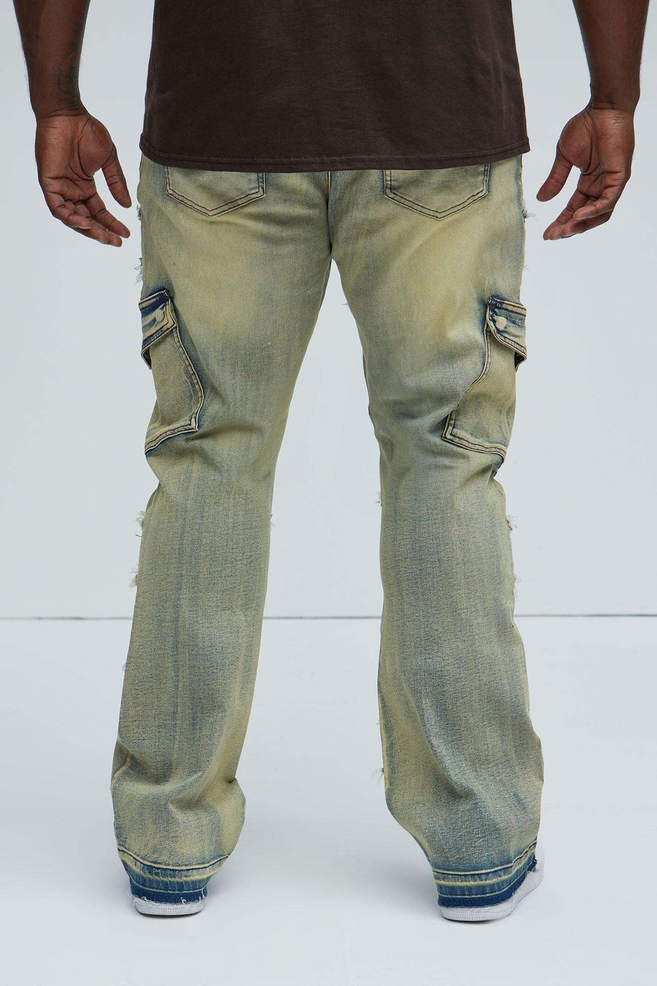 Simi Fray Cargo Stacked Skinny Flare Jeans - Vintage Blue Wash Product Image