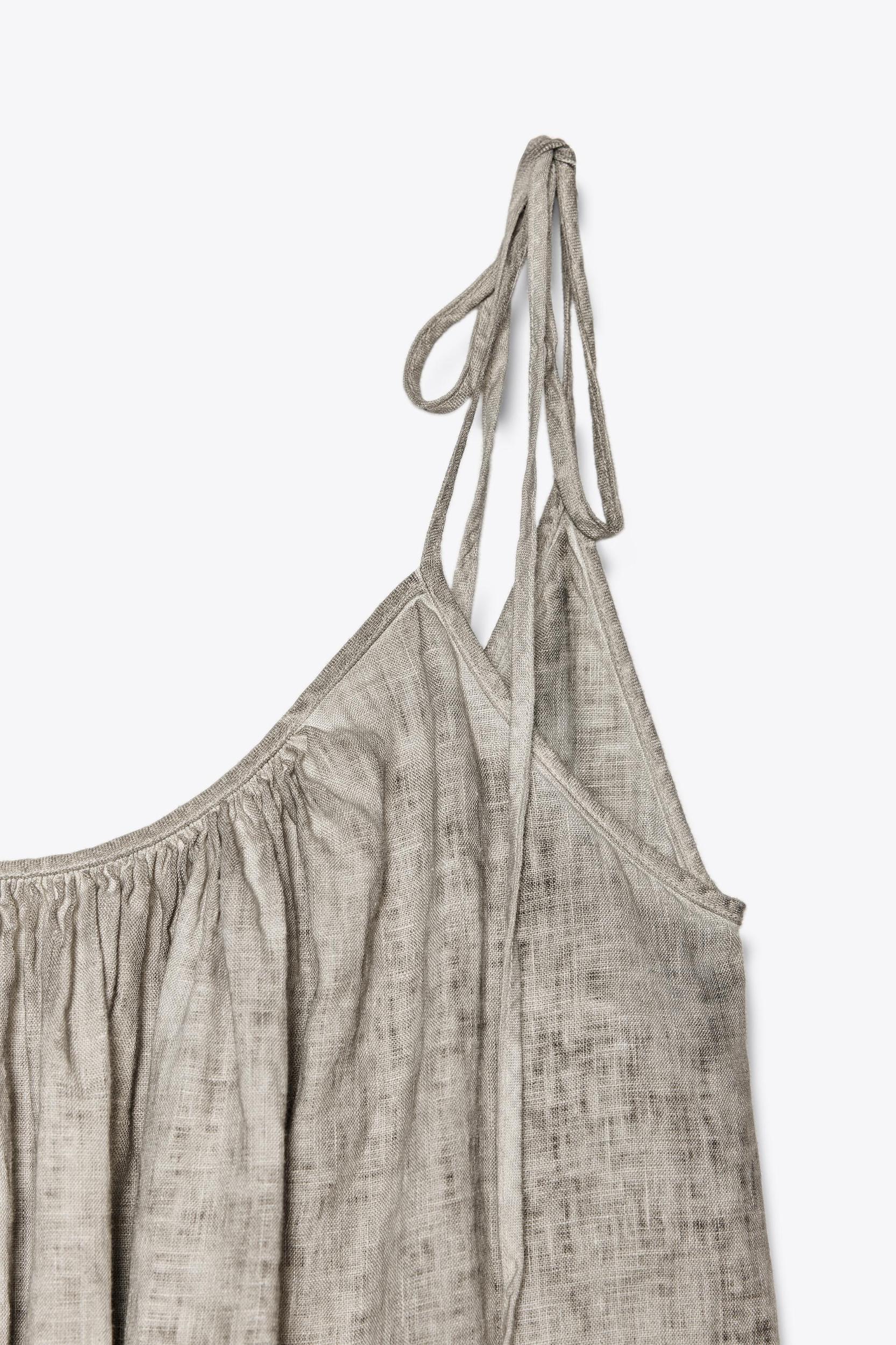 100% LINEN STRAPPY DRESS ZW COLLECTION Product Image