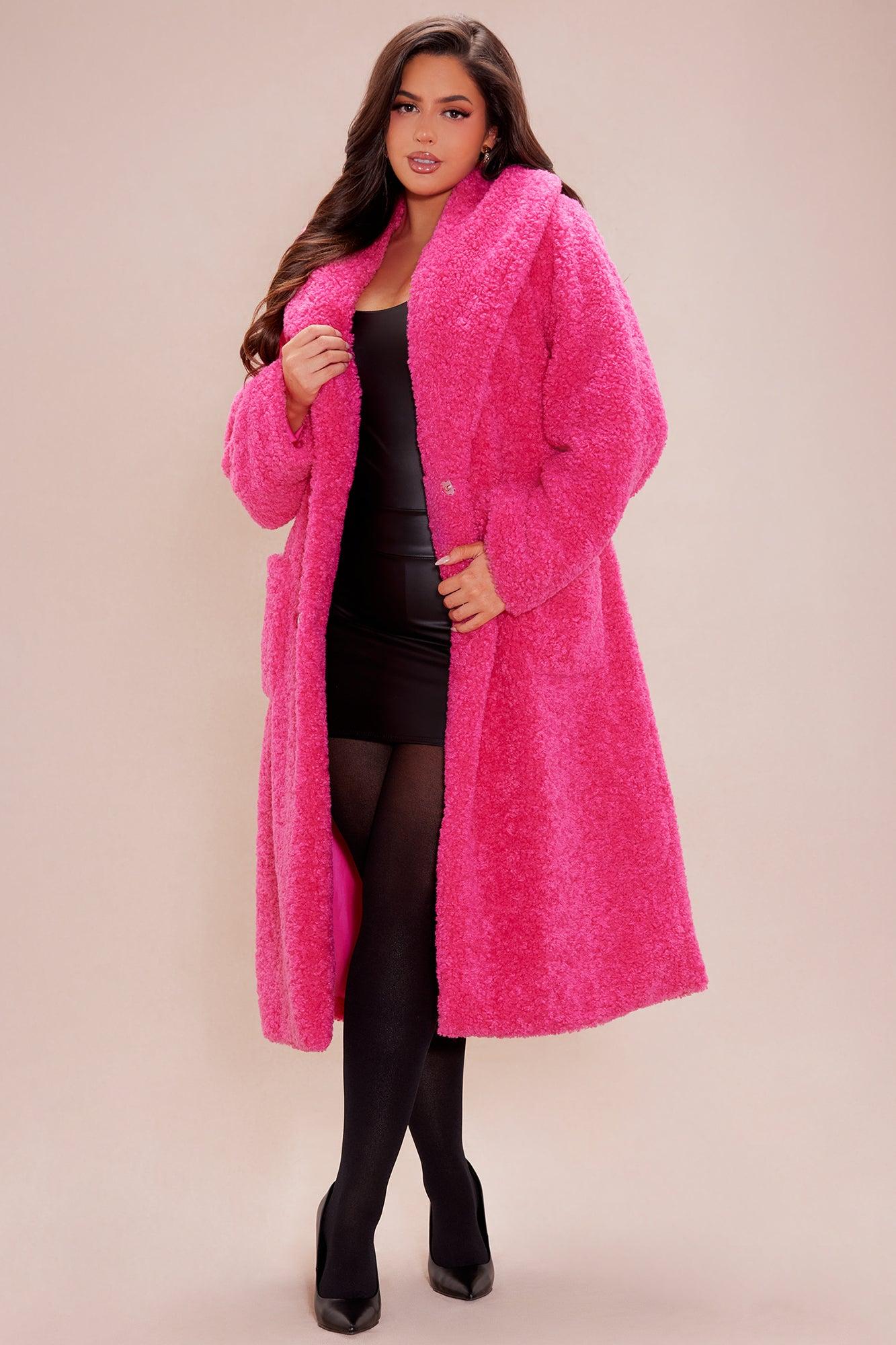 Alyssa Faux Fur Coat - Hot Pink Product Image