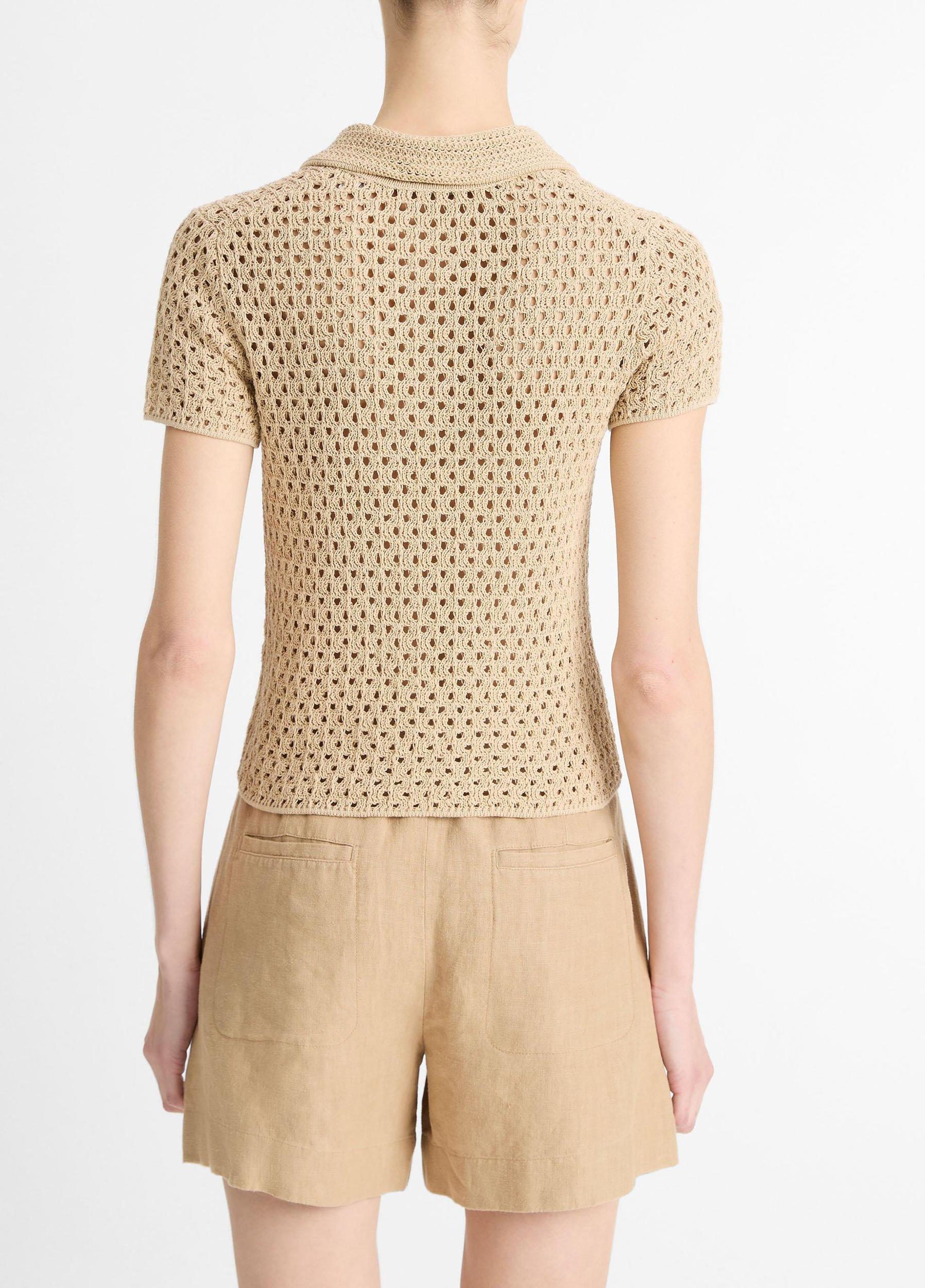 Macramé Cotton Polo Sweater Product Image