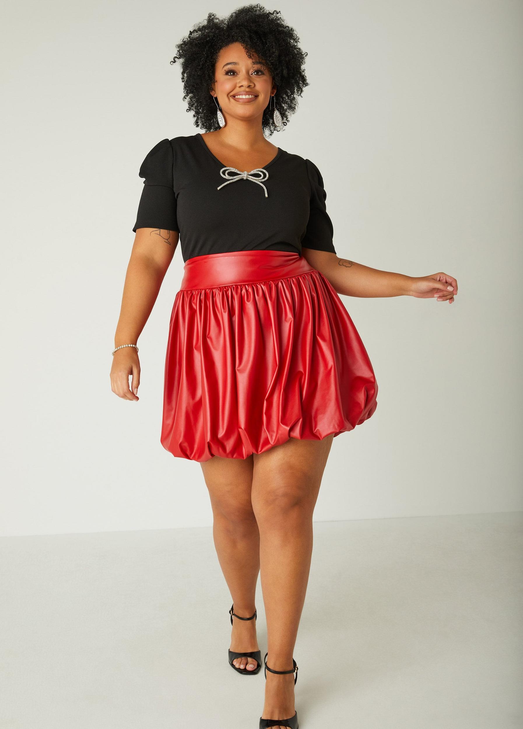 Mini Faux Leather Bubble Skirt Product Image