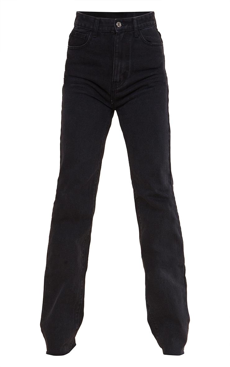 Tall Washed Black High Waist Long Leg Straight Jeans Product Image