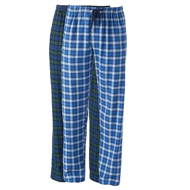 Big & Tall Hanes® 2 Pack Plaid Flannel Pajama Pants, Men's, Size: 4XL, Blue Blackwatch Plaid Product Image