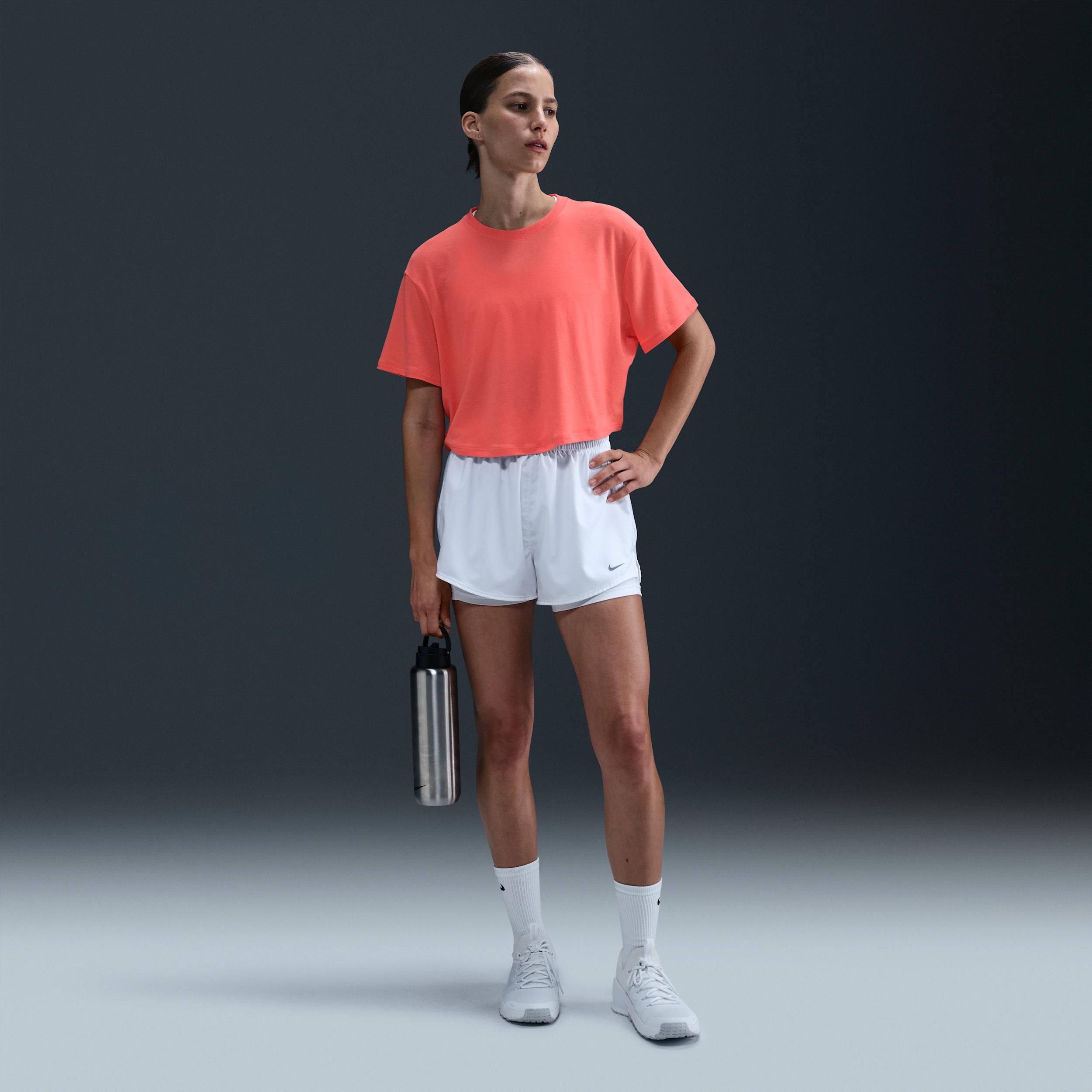 Nike Womens One Relaxed Dri-FIT Cropped Short-Sleeve Top | HJ1065-814 Product Image